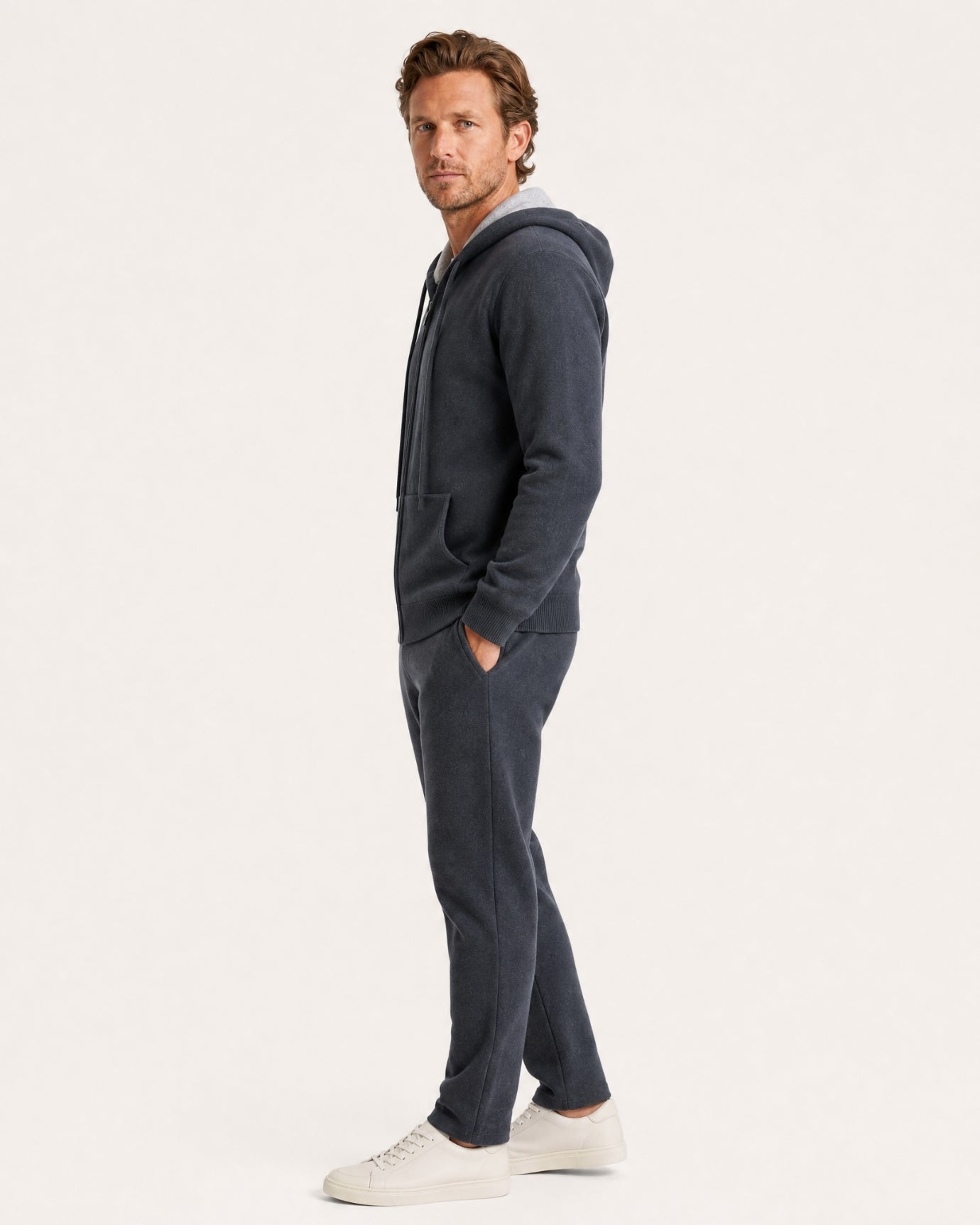 Cashmere Full-Zip Thickened Hooded Cardigan