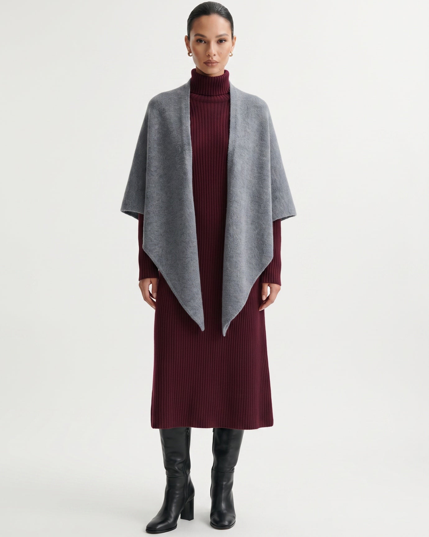 Kira Cashmere Thickened Knit Triangle Shawl