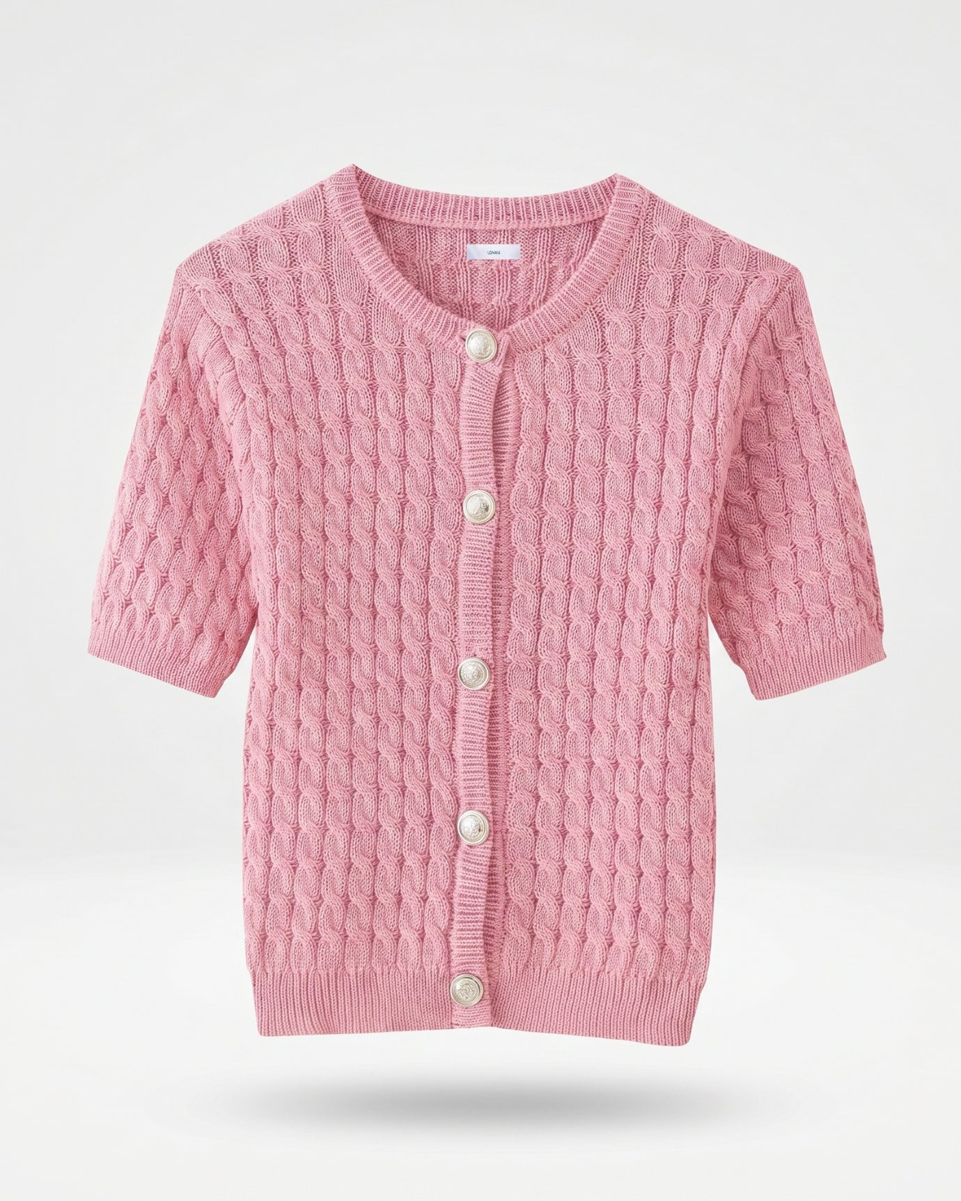 Slim Fit Knitted Short-sleeved Short Cardigan