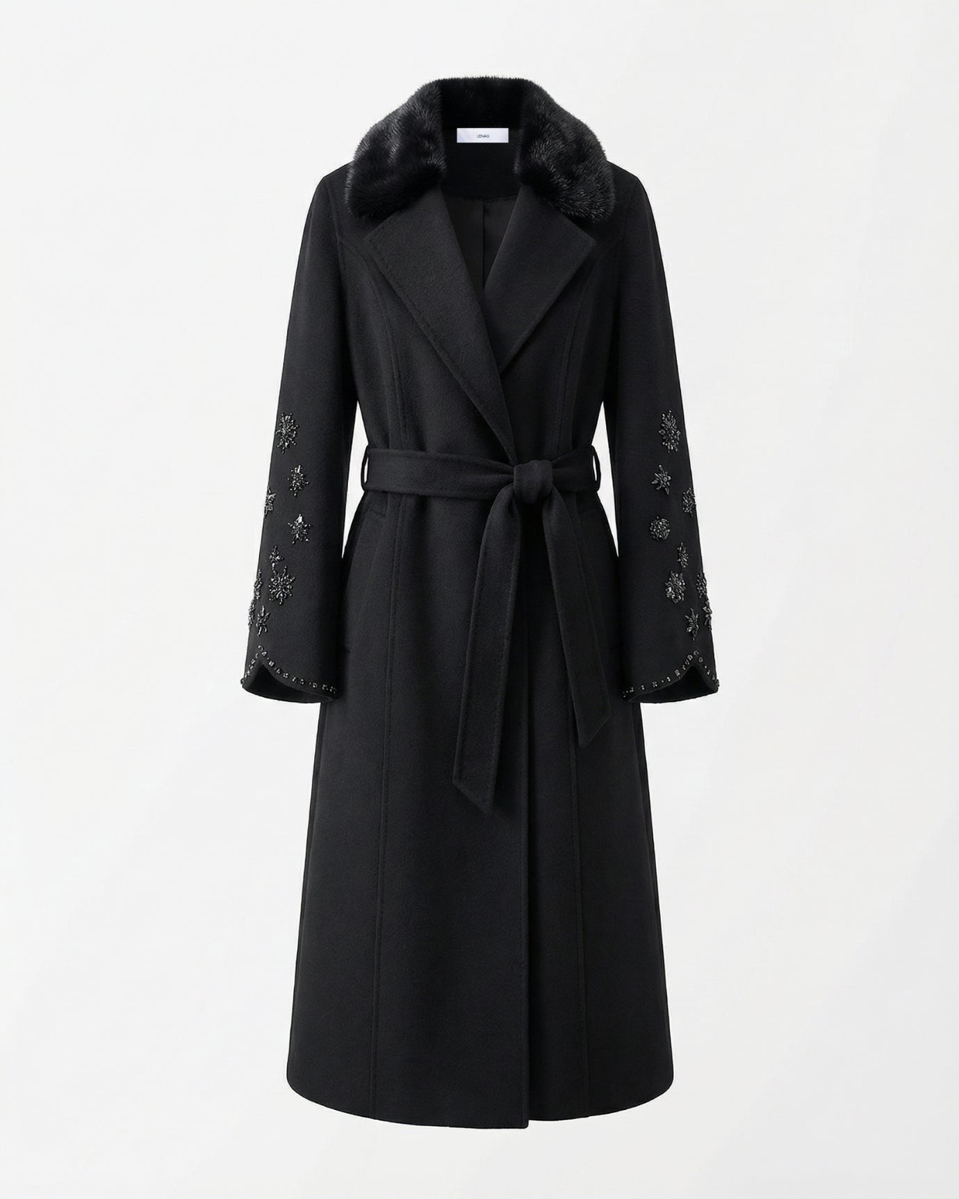 Divina High-end Mink Fur Collar Cashmere & wool coat
