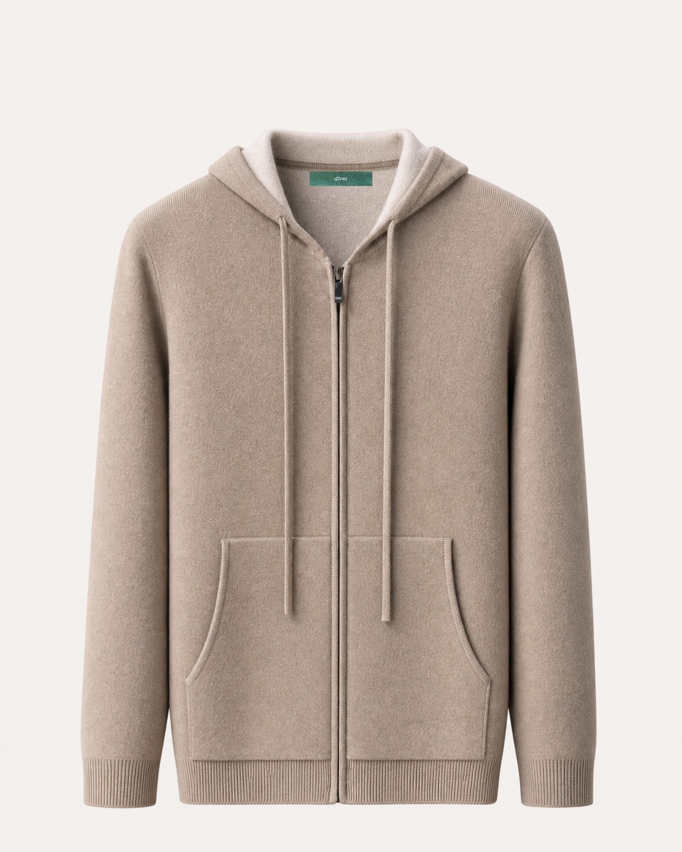 Cashmere Full-Zip Thickened Hooded Cardigan