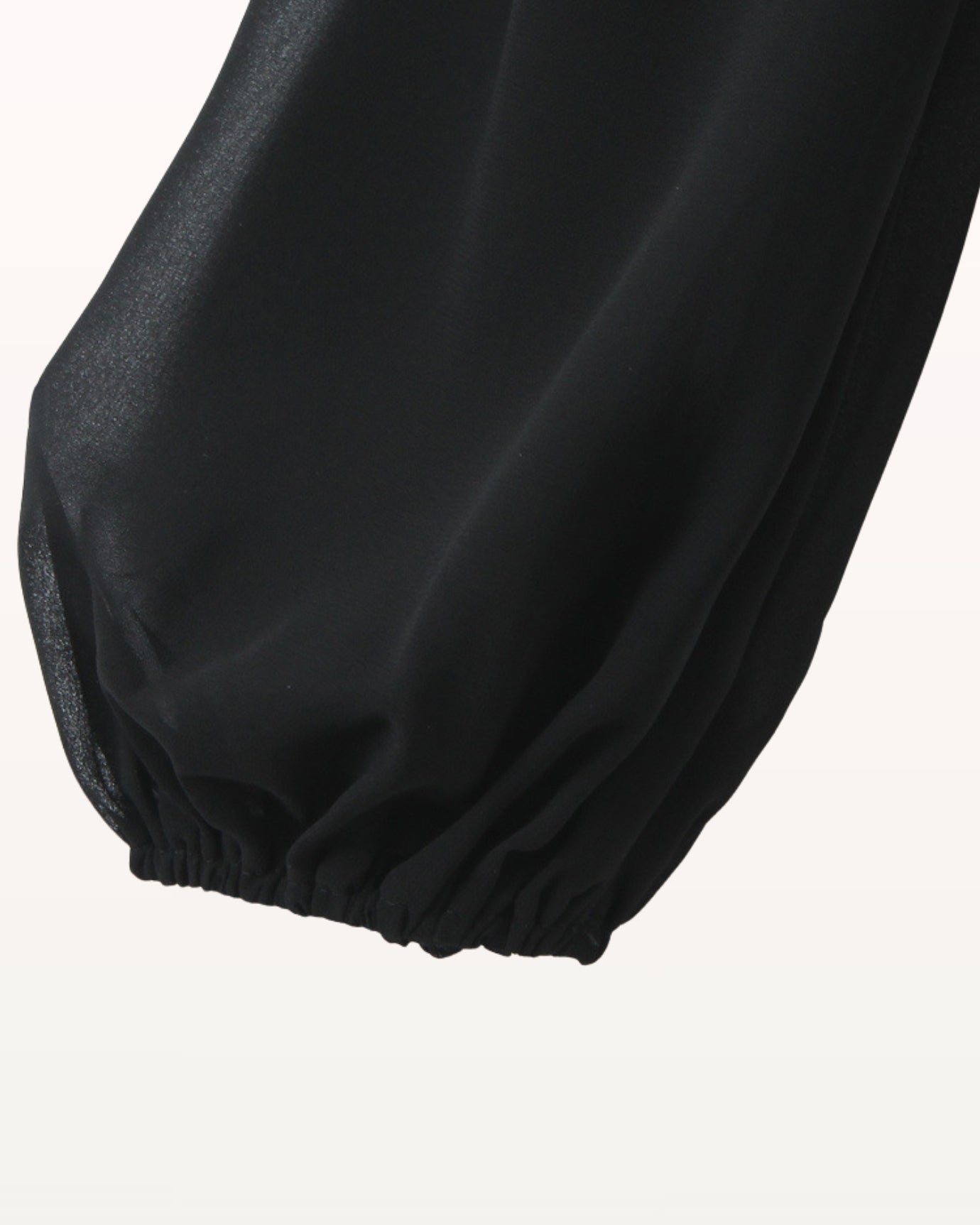 Black Long-Sleeve Ruffle Hem Fitted Top