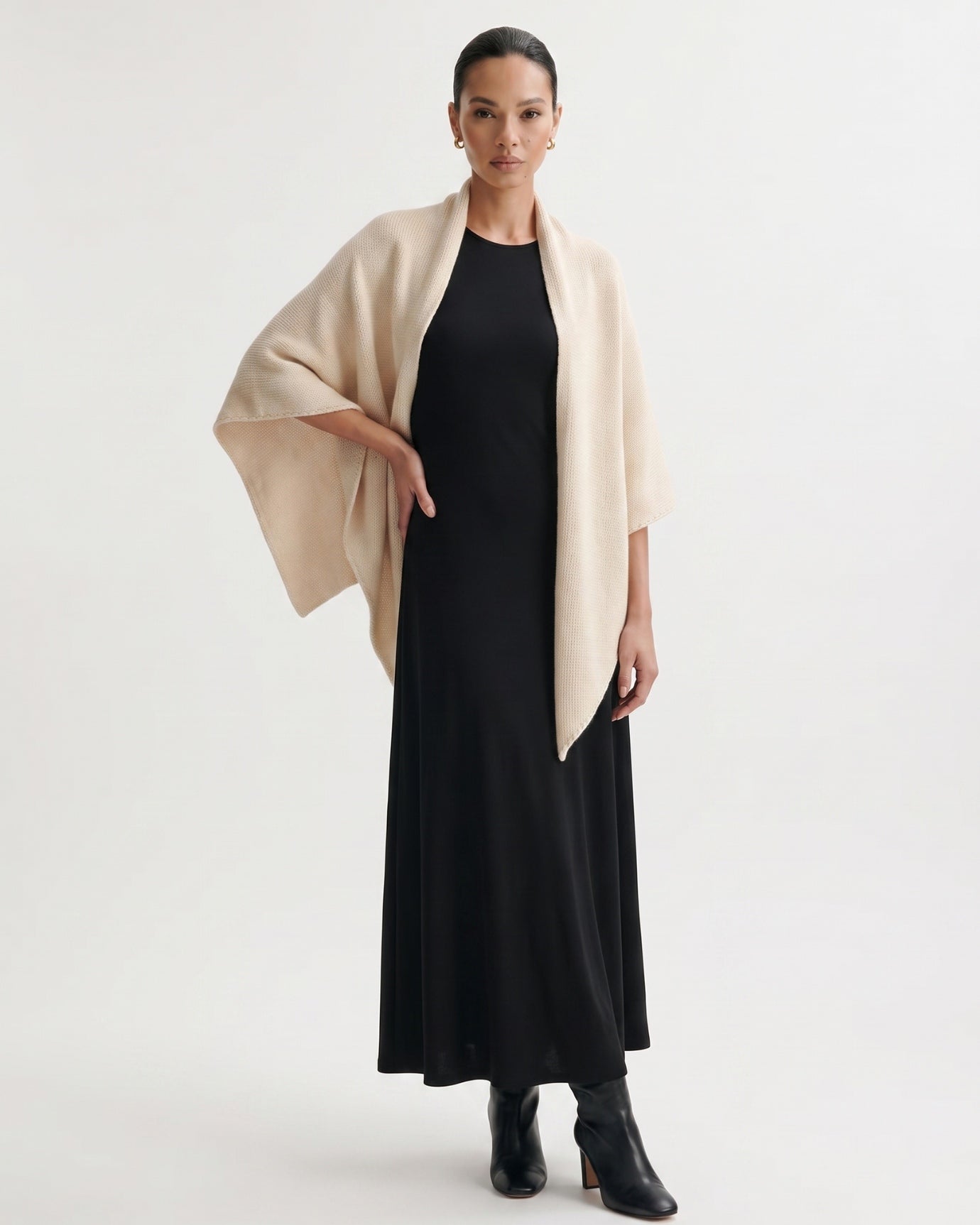 Kira Cashmere Thickened Knit Triangle Shawl