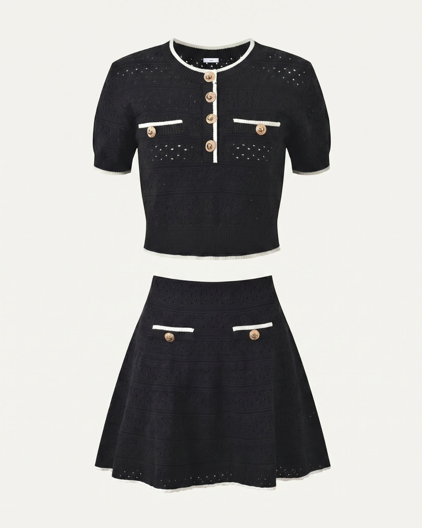 Old Money Black Set Top & Half Skirt