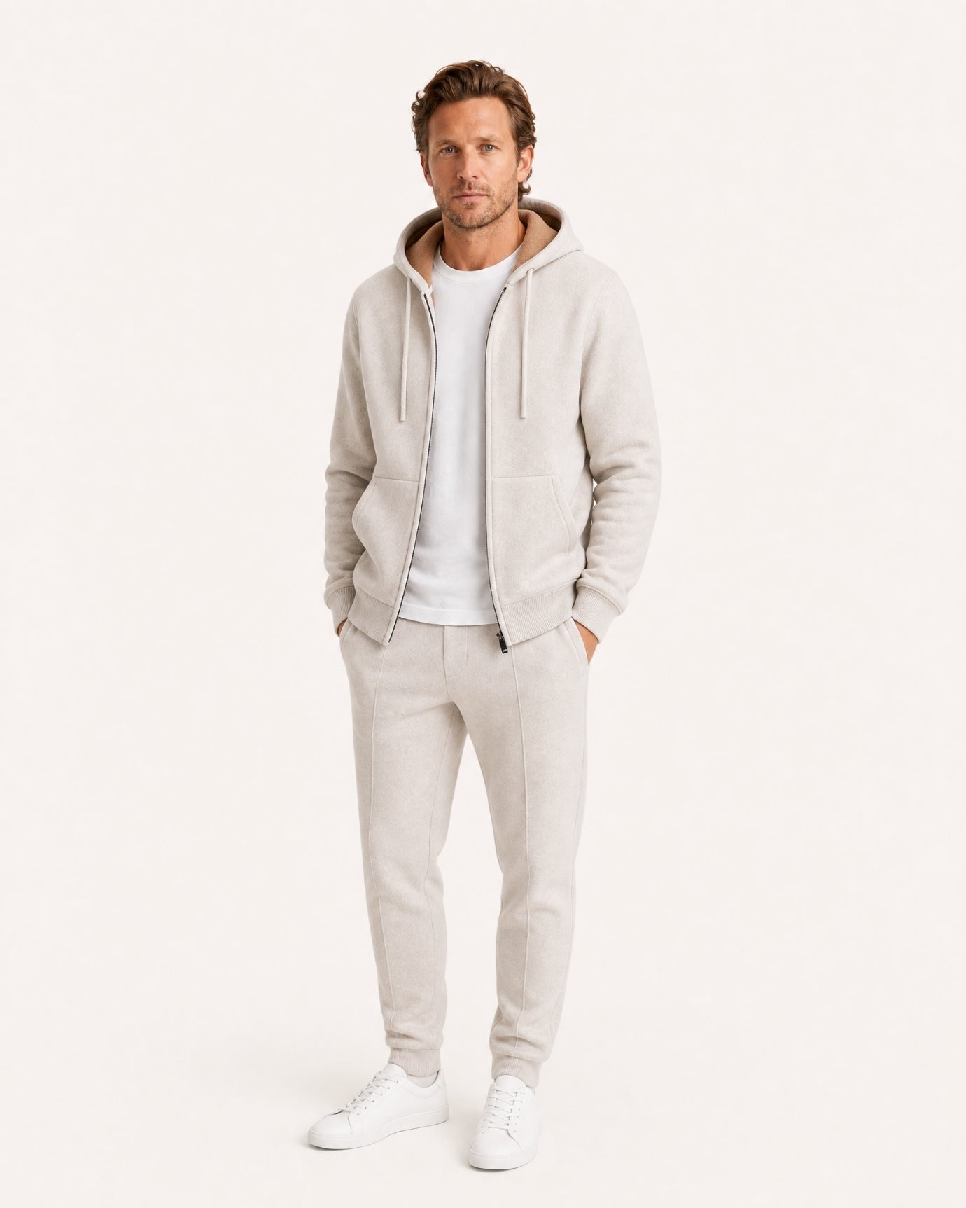 Cashmere Full-Zip Thickened Hooded Cardigan