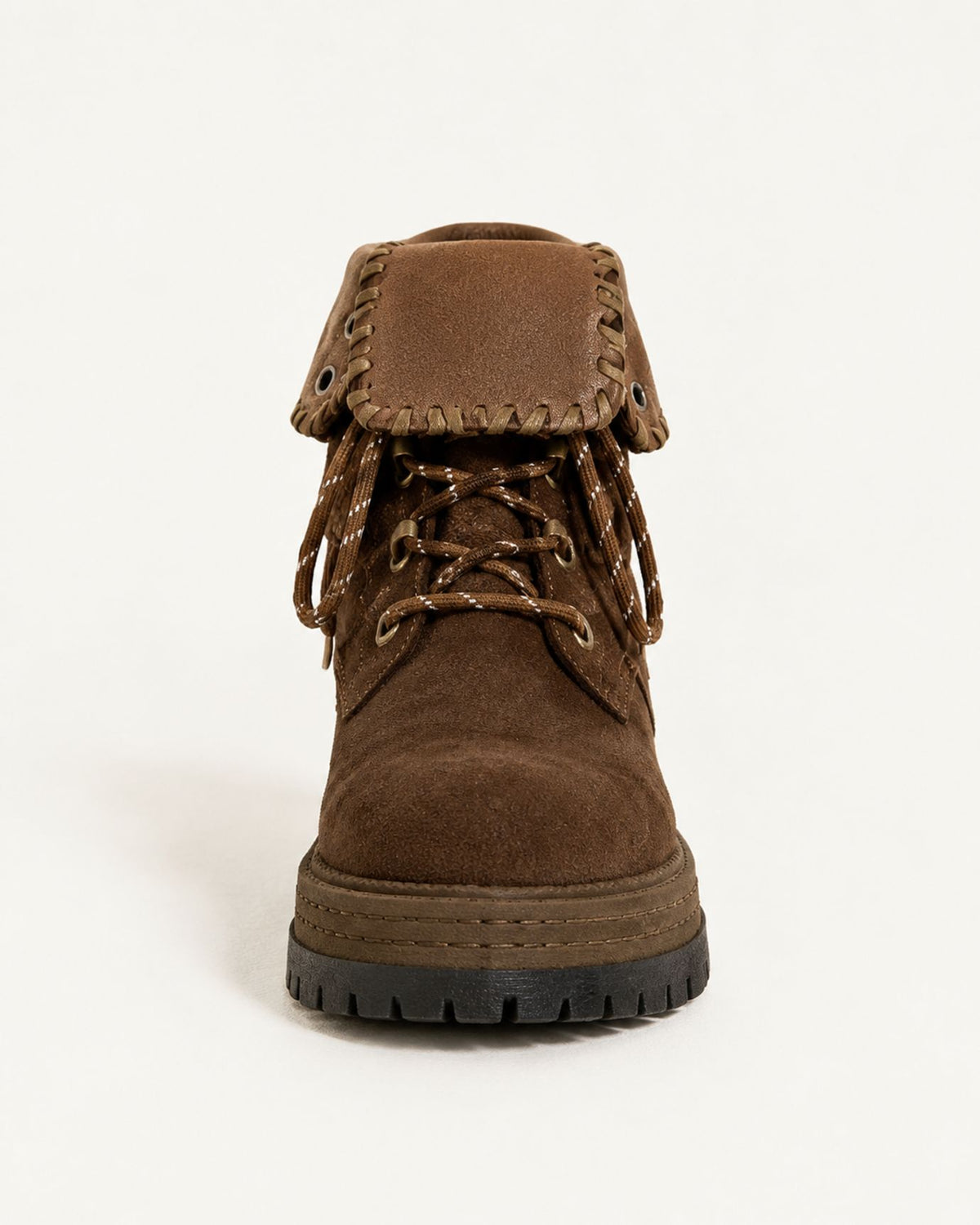 Foldover Leather Chunky Sole Boots