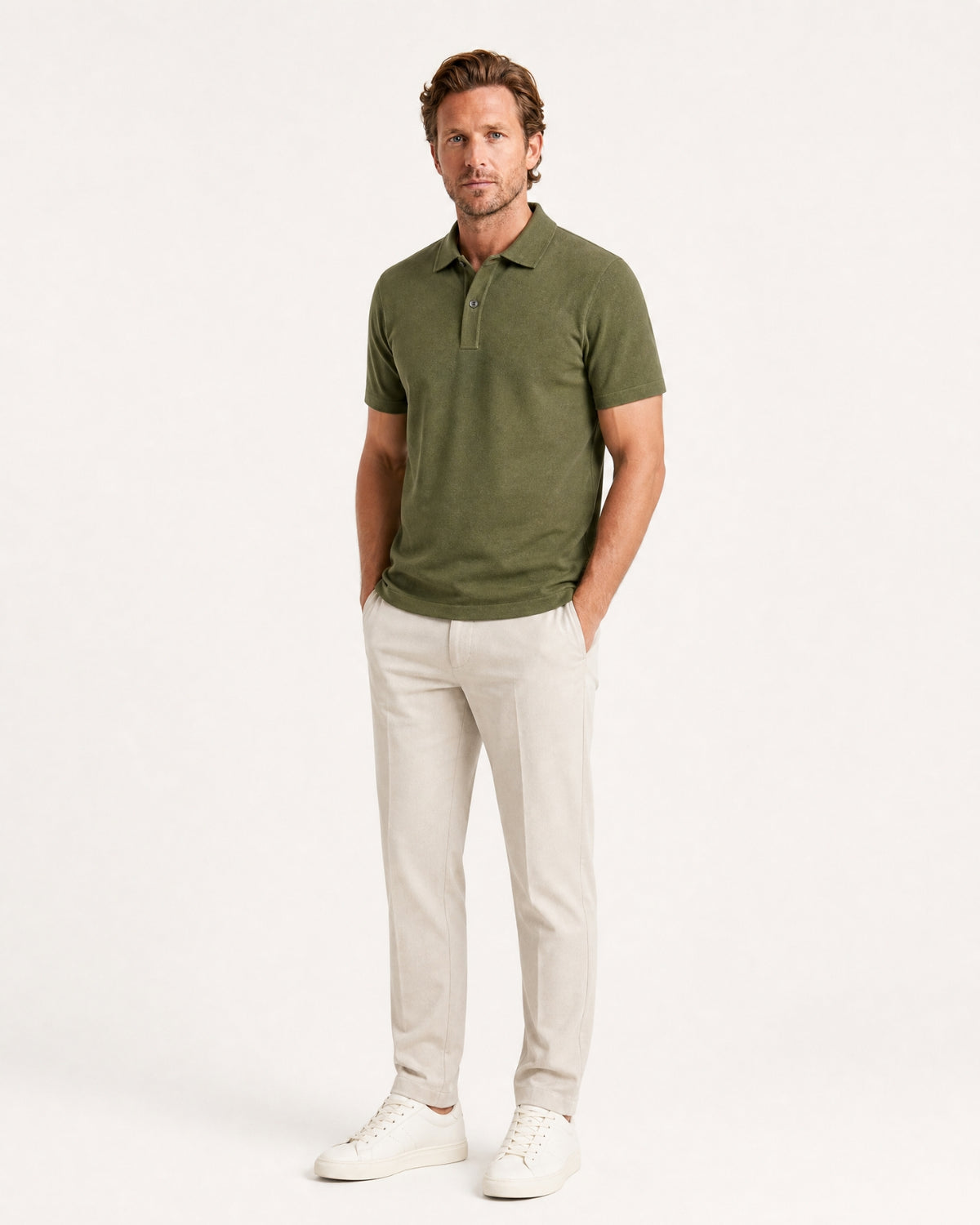 Short-Sleeve Merino Wool Collared Knit Polo