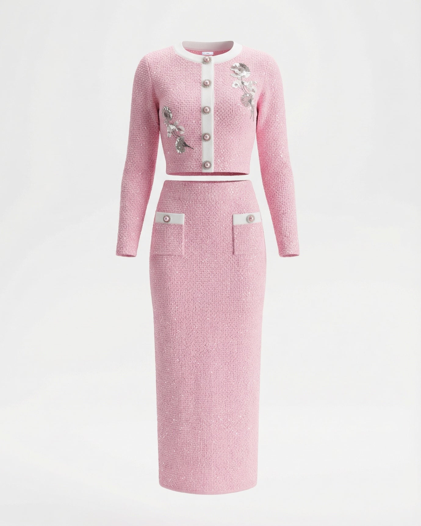 Cyndie High End Knitted Top Jacket + Skirt Suit