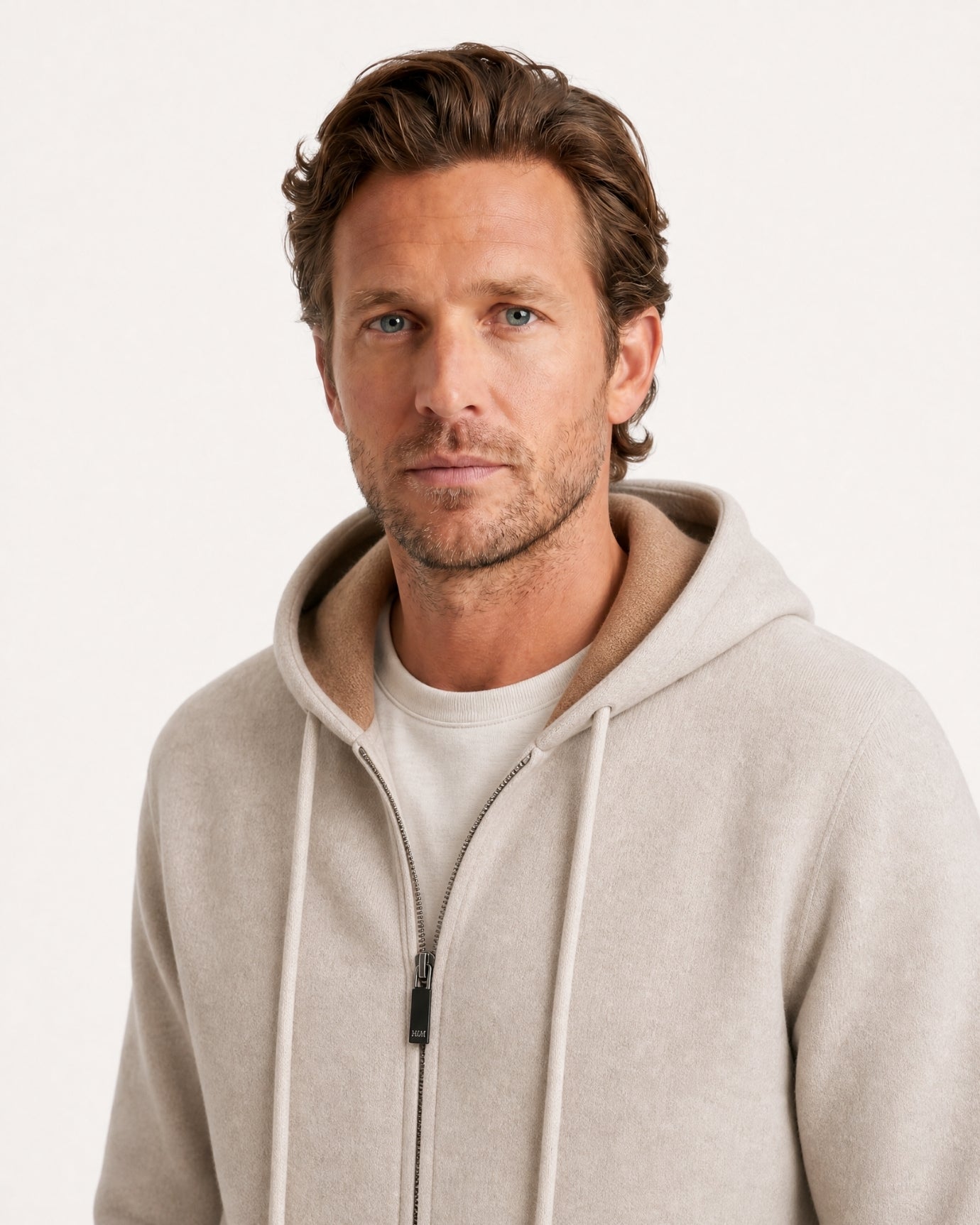 Cashmere Full-Zip Thickened Hooded Cardigan