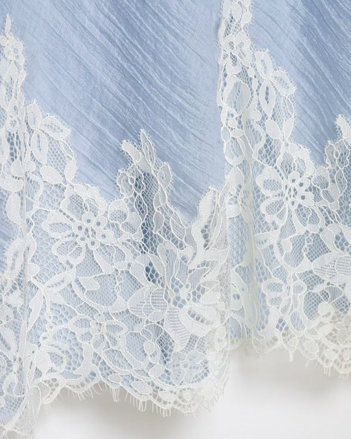 Blue Lace Short Top + Skirt Set