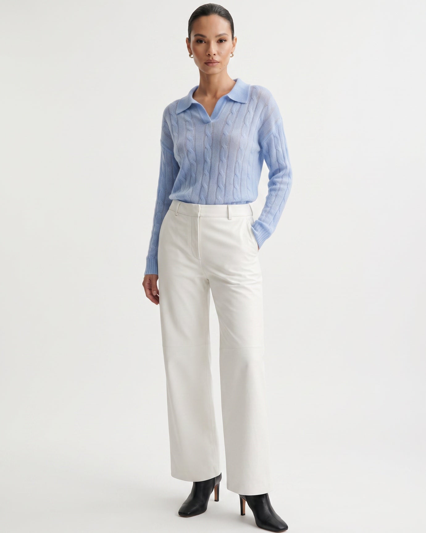 Dina Cashmere & Mulberry Silk Long Sleeve Polo Oversized