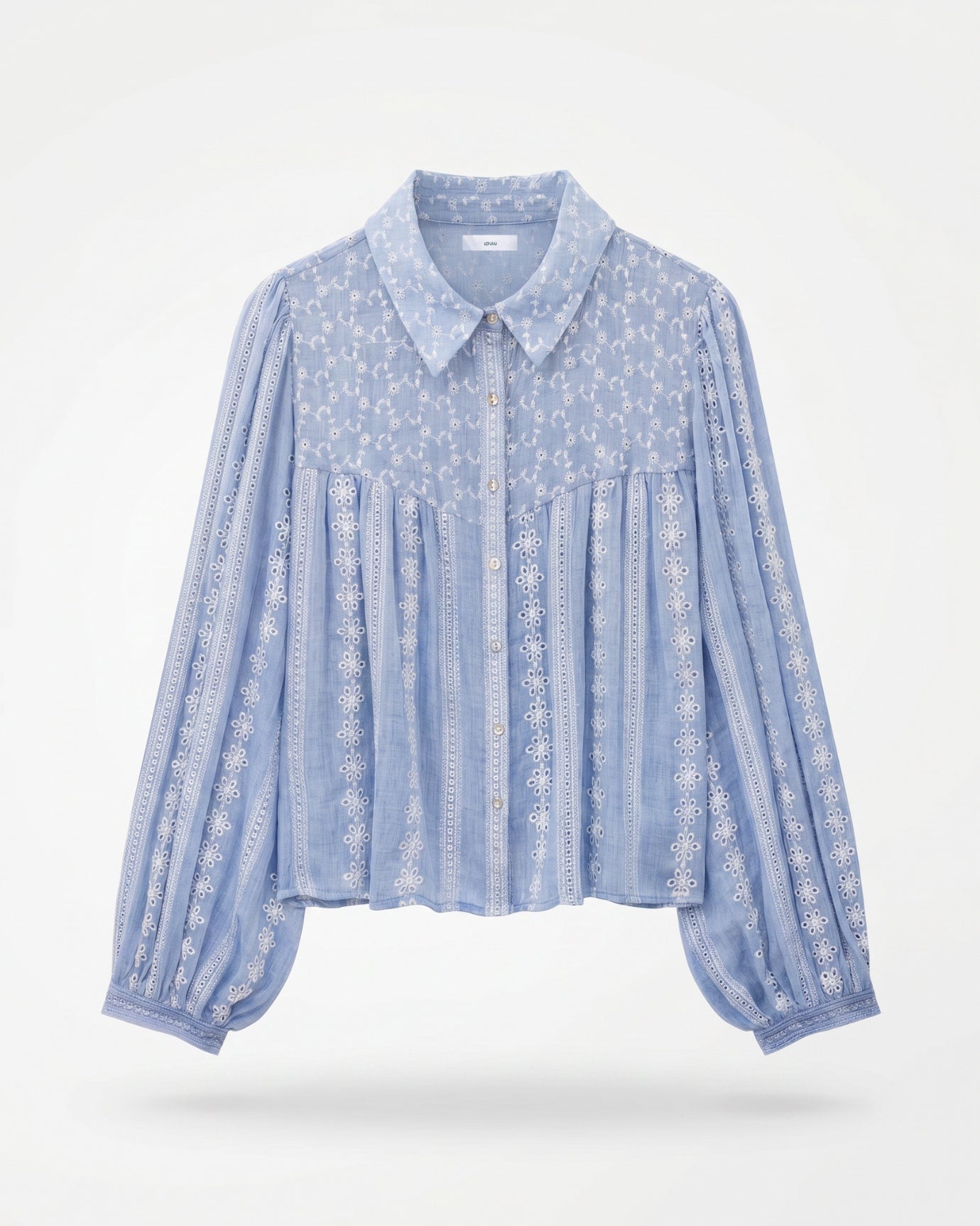 Blouse Shirt Embroidery Blue