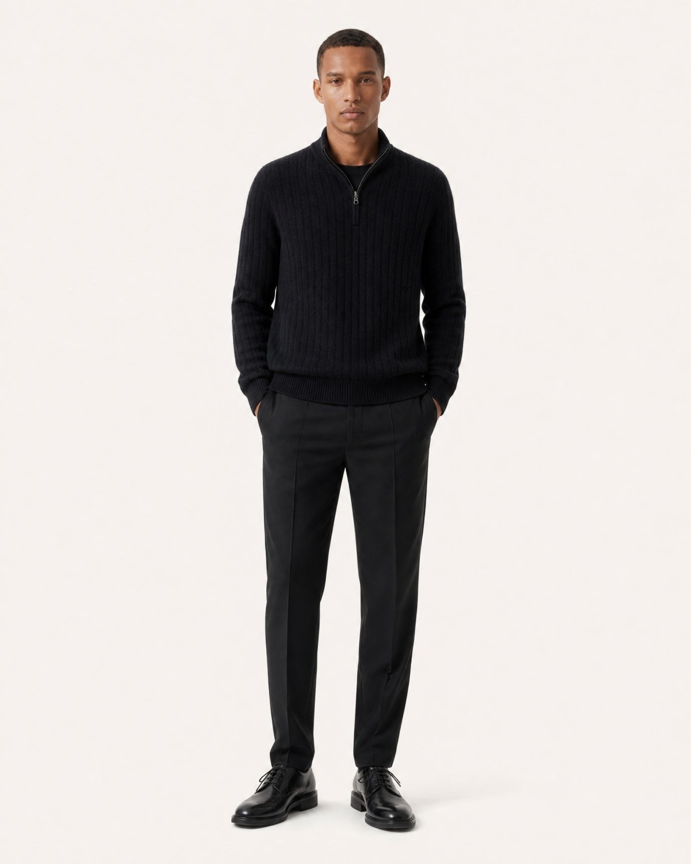 Cashmere Half-Zip Thick Cable Knit Knitwear