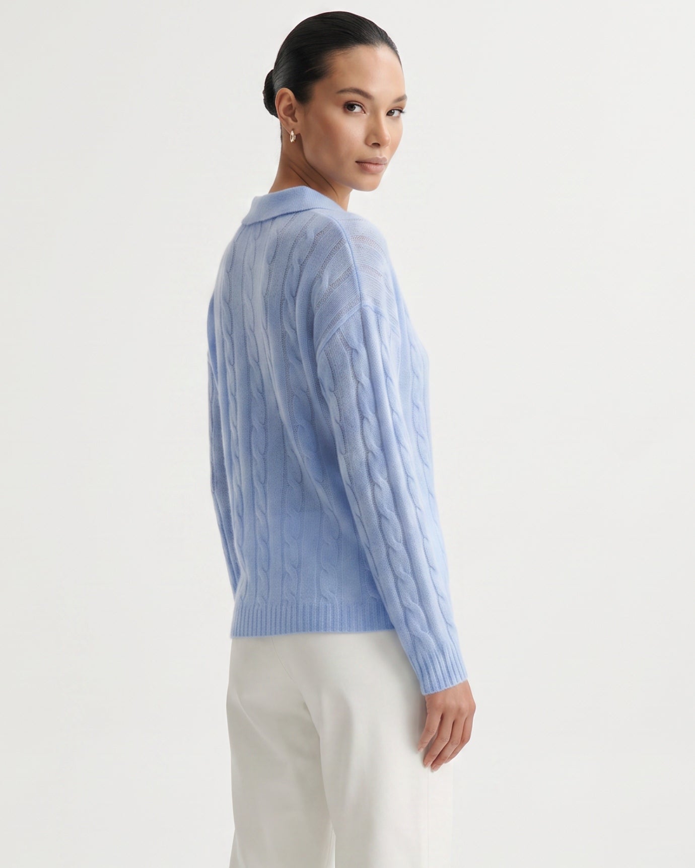 Dina Cashmere & Mulberry Silk Long Sleeve Polo Oversized