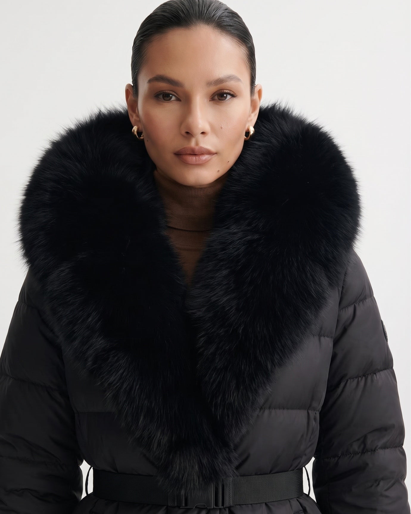 Duck Down Jacket with Fox Fur Trim Hood