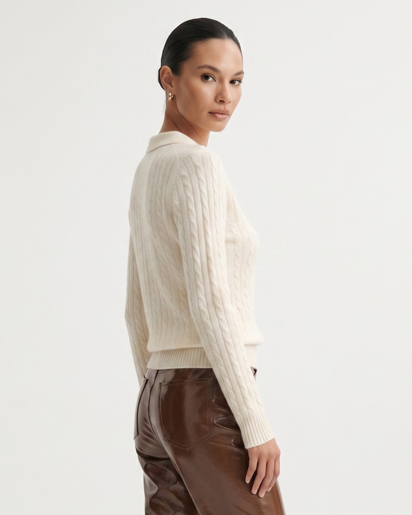 Kira Cashmere Polo Sweater