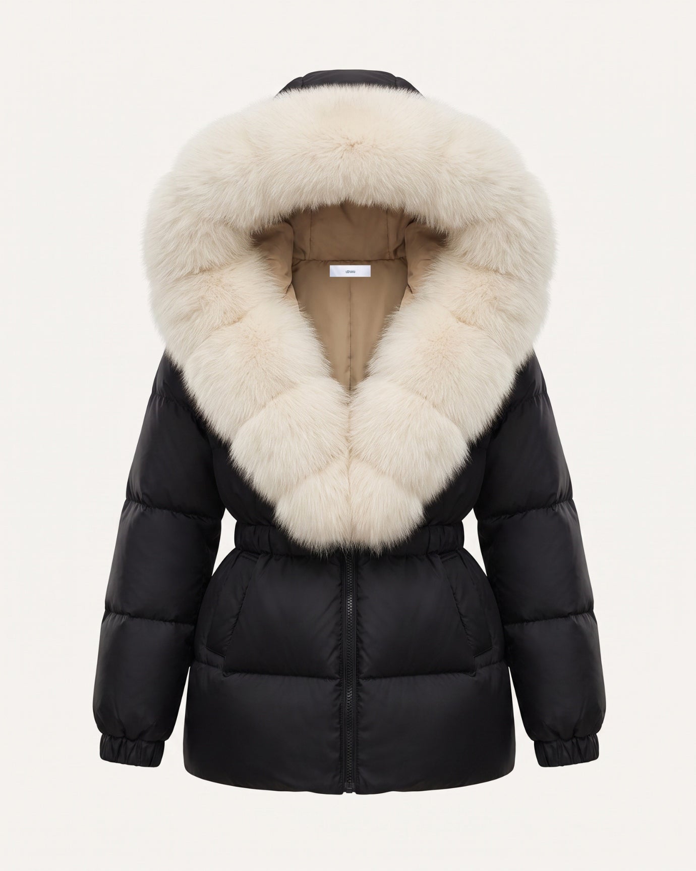 Duck Down Jacket with Fox Fur Trim Hood