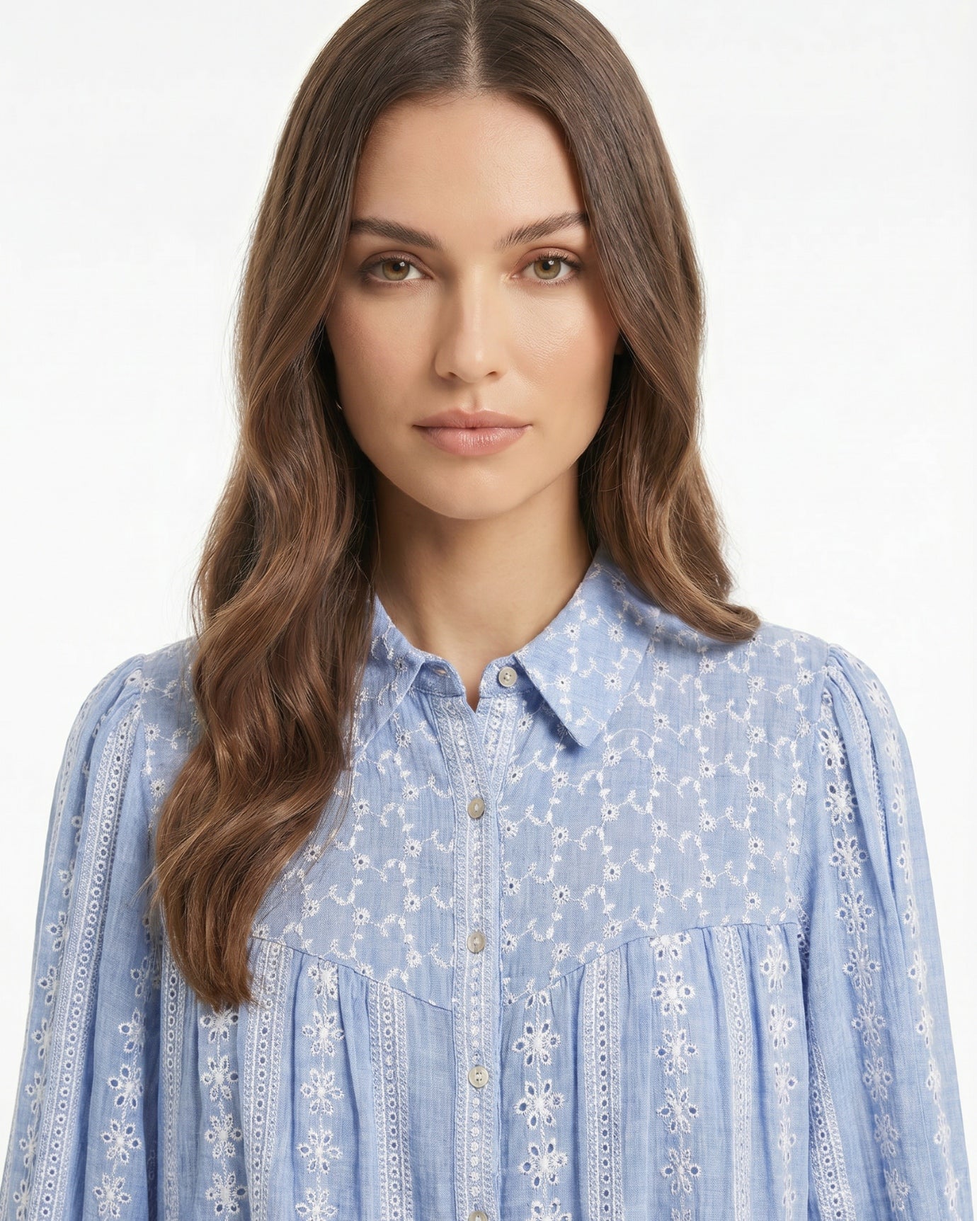 Blouse Shirt Embroidery Blue