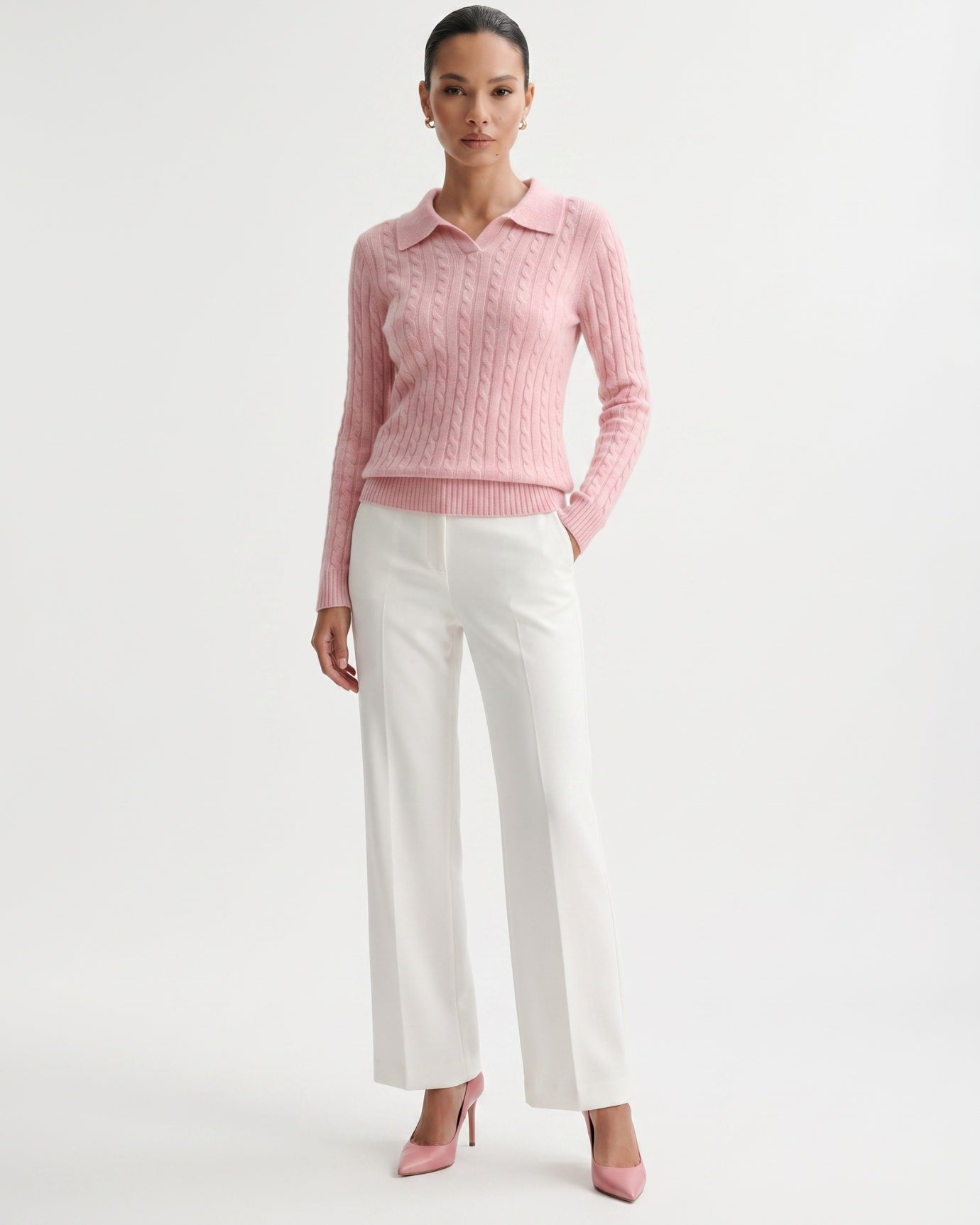 Kira Cashmere Polo Sweater