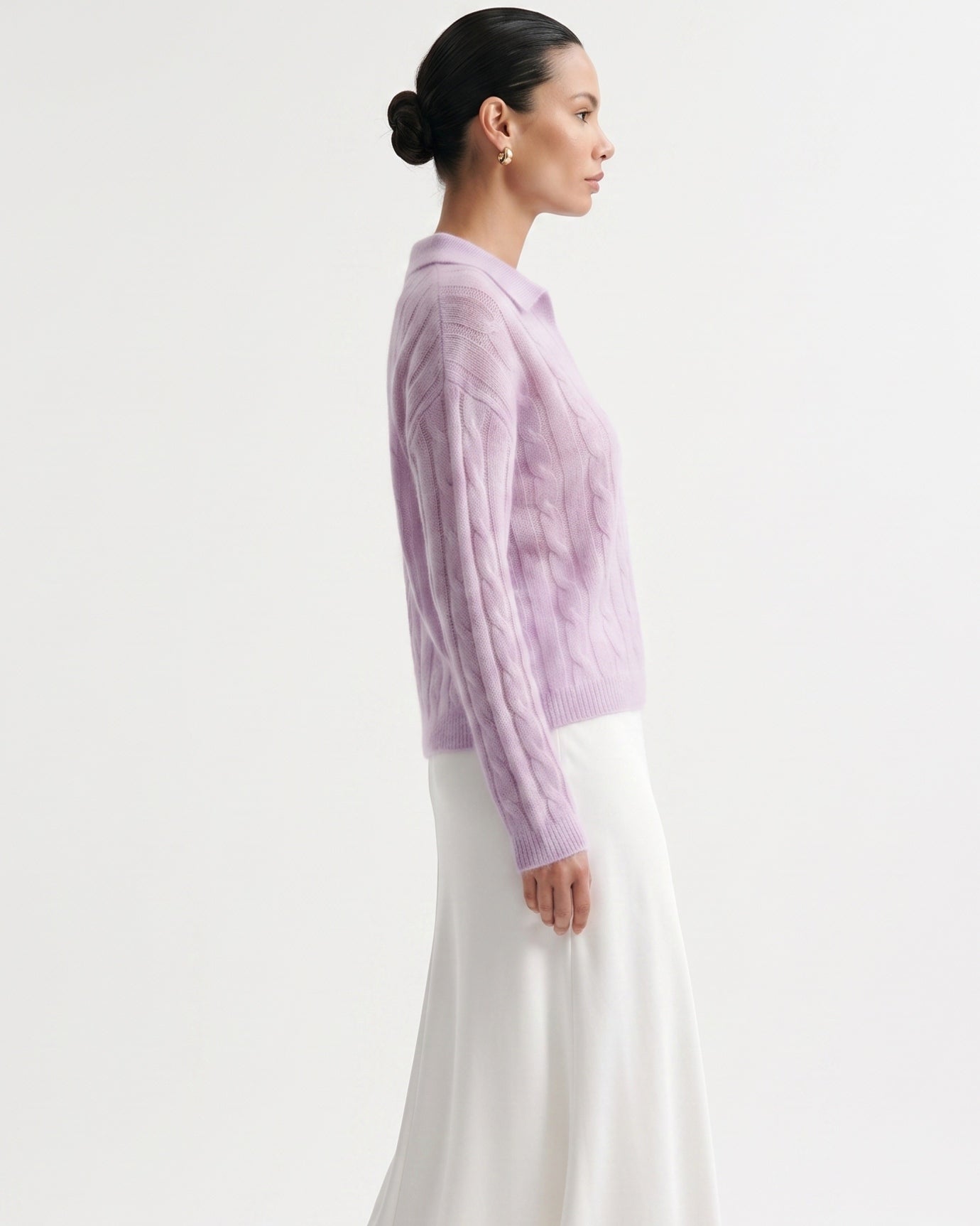 Dina Cashmere & Mulberry Silk Long Sleeve Polo Oversized