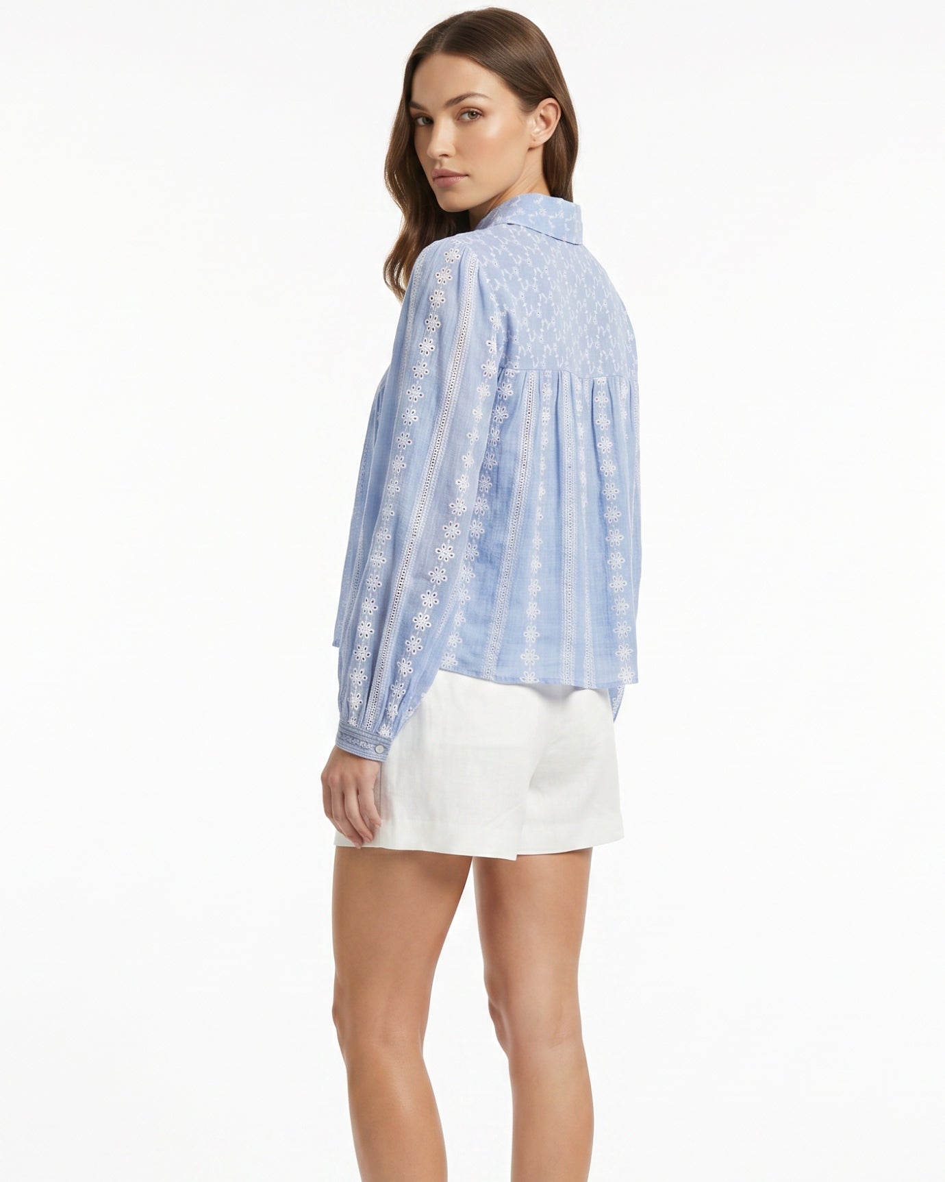 Blouse Shirt Embroidery Blue