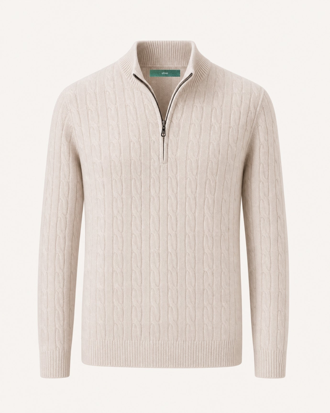 Cashmere Half-Zip Thick Cable Knit Knitwear