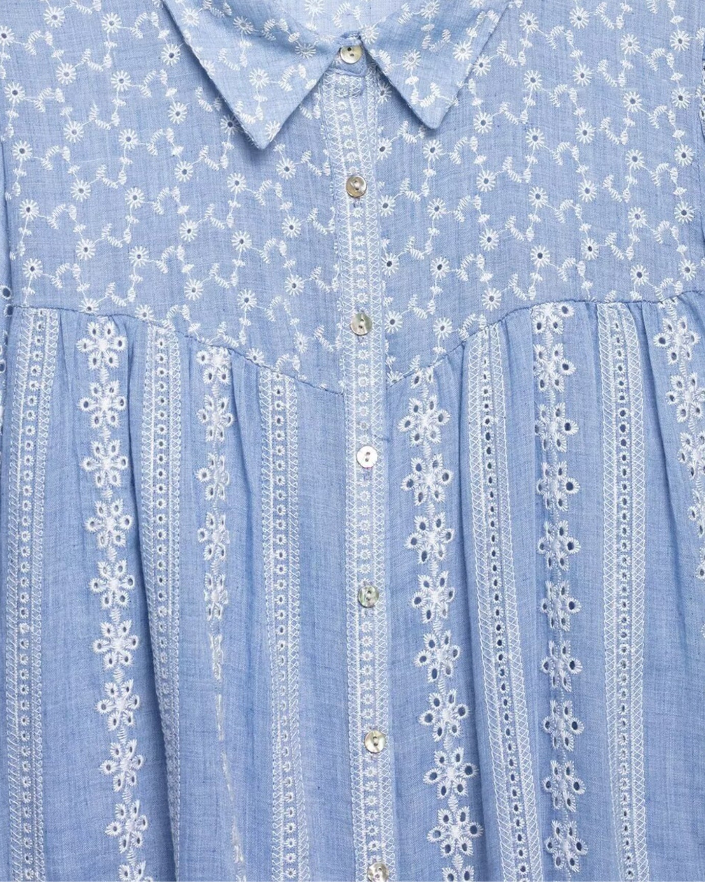 Blouse Shirt Embroidery Blue