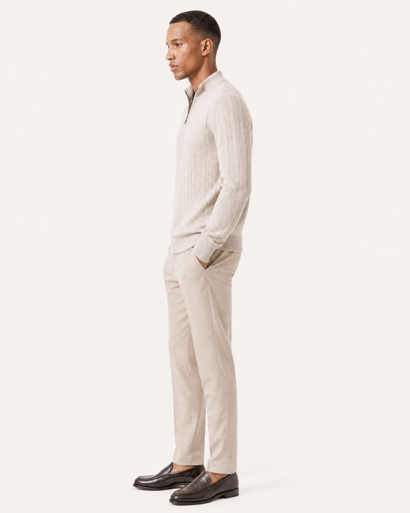 Cashmere Half-Zip Thick Cable Knit Knitwear