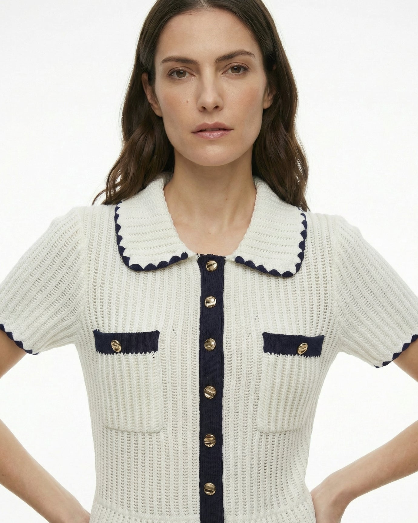 Elegant Short-Sleeve Knit Top