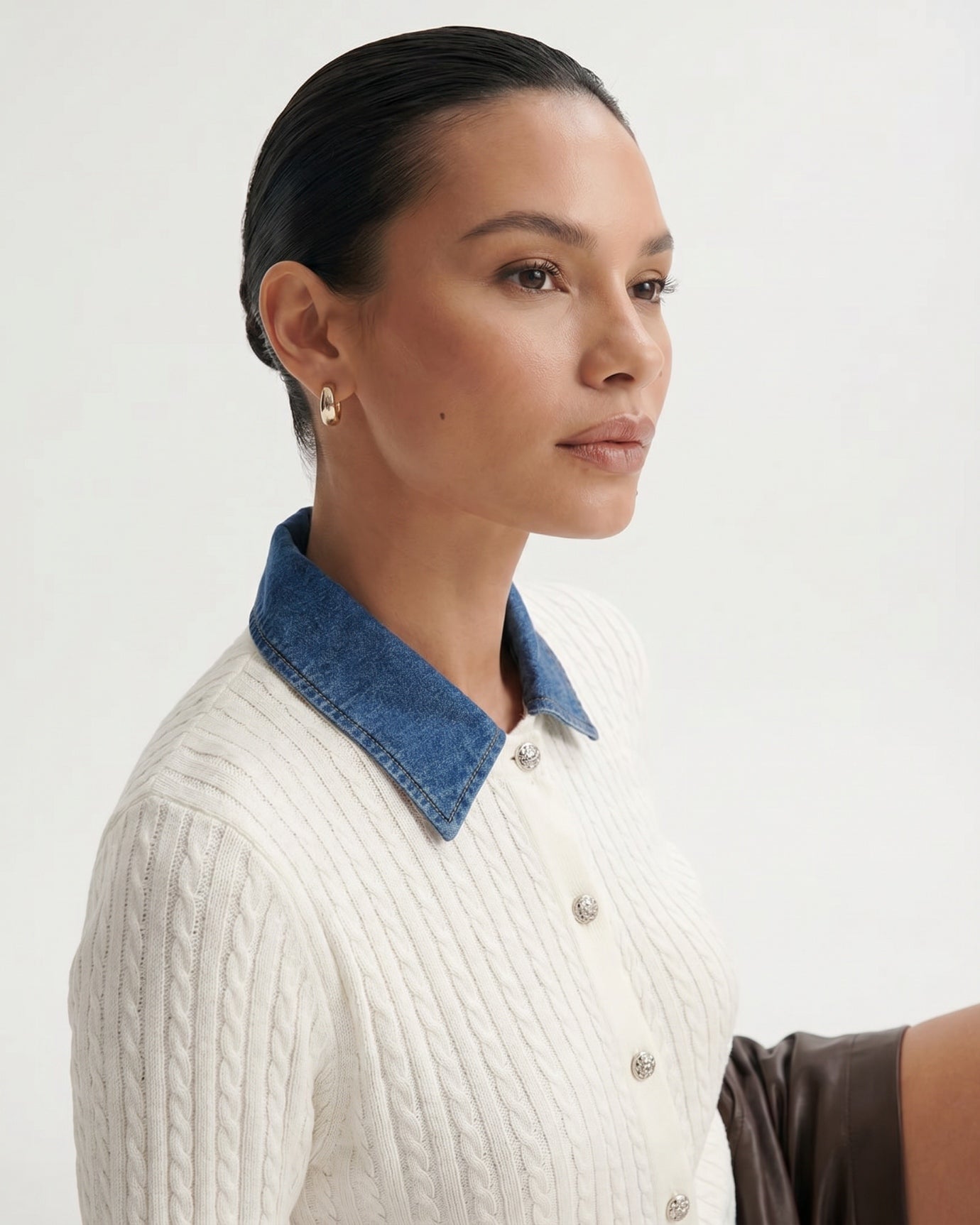 Denim Lapel Knit Polo