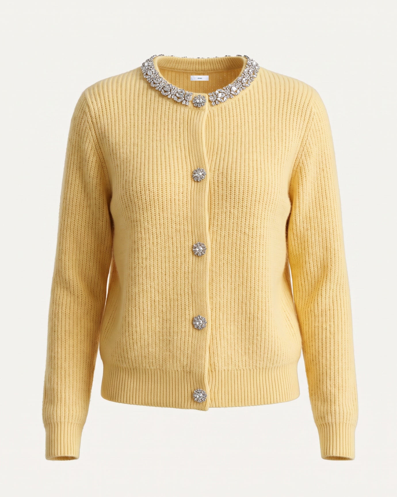 Round Neck Cashmere Knitted Diamond Cardigan