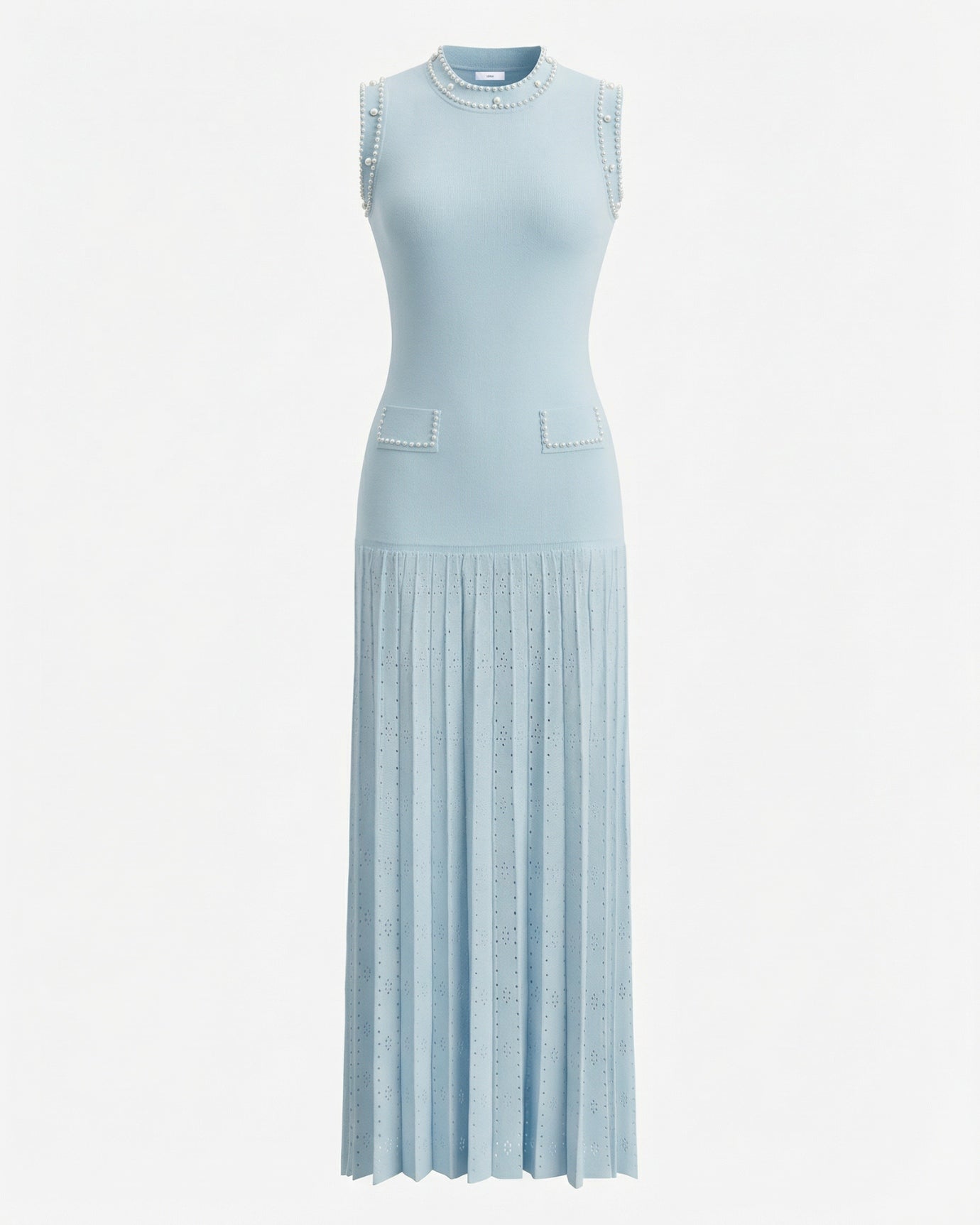 Hamptons Neck Beaded Slim Fit Knitted Dress