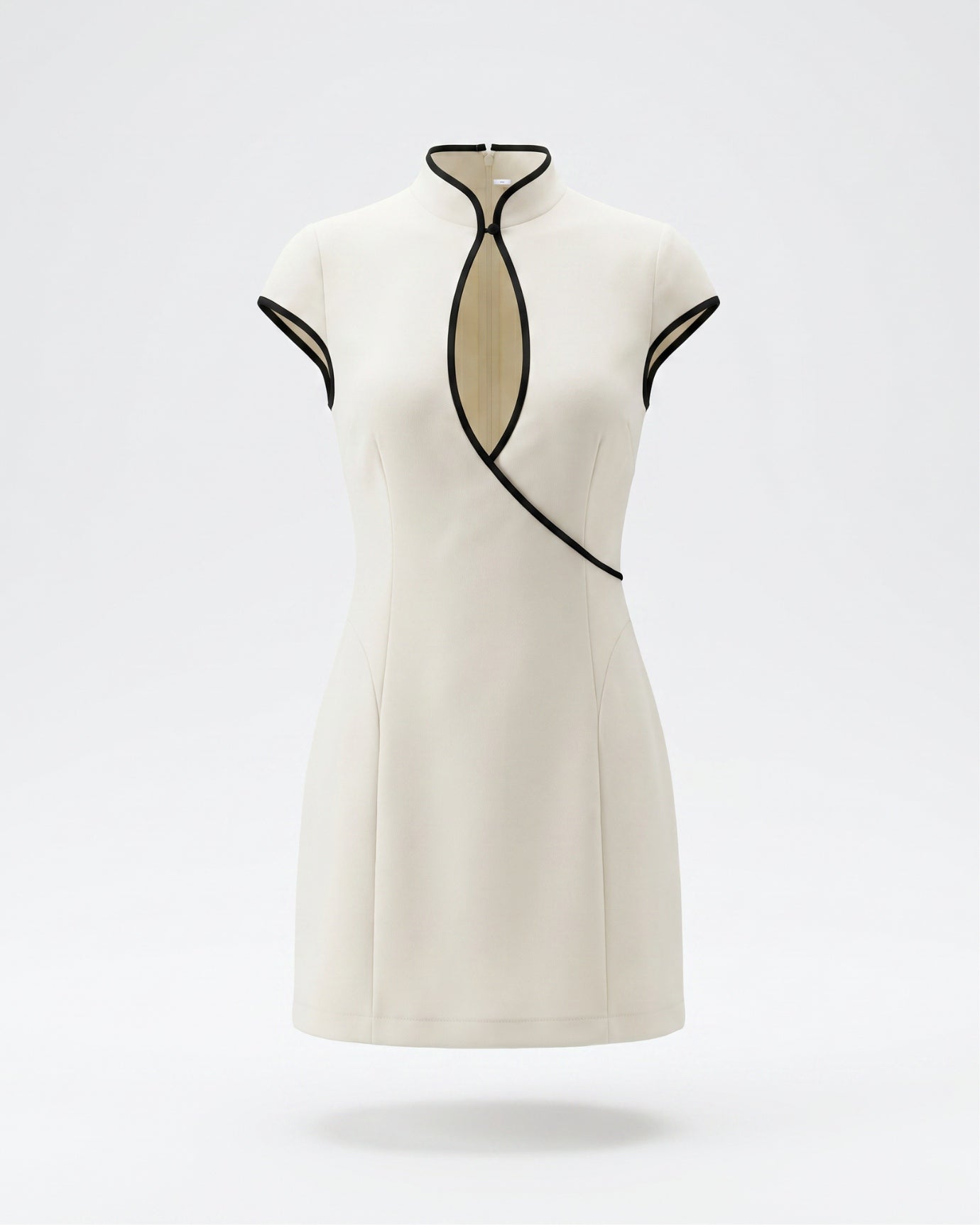 White Black Lined Mini Dress Sleeveless