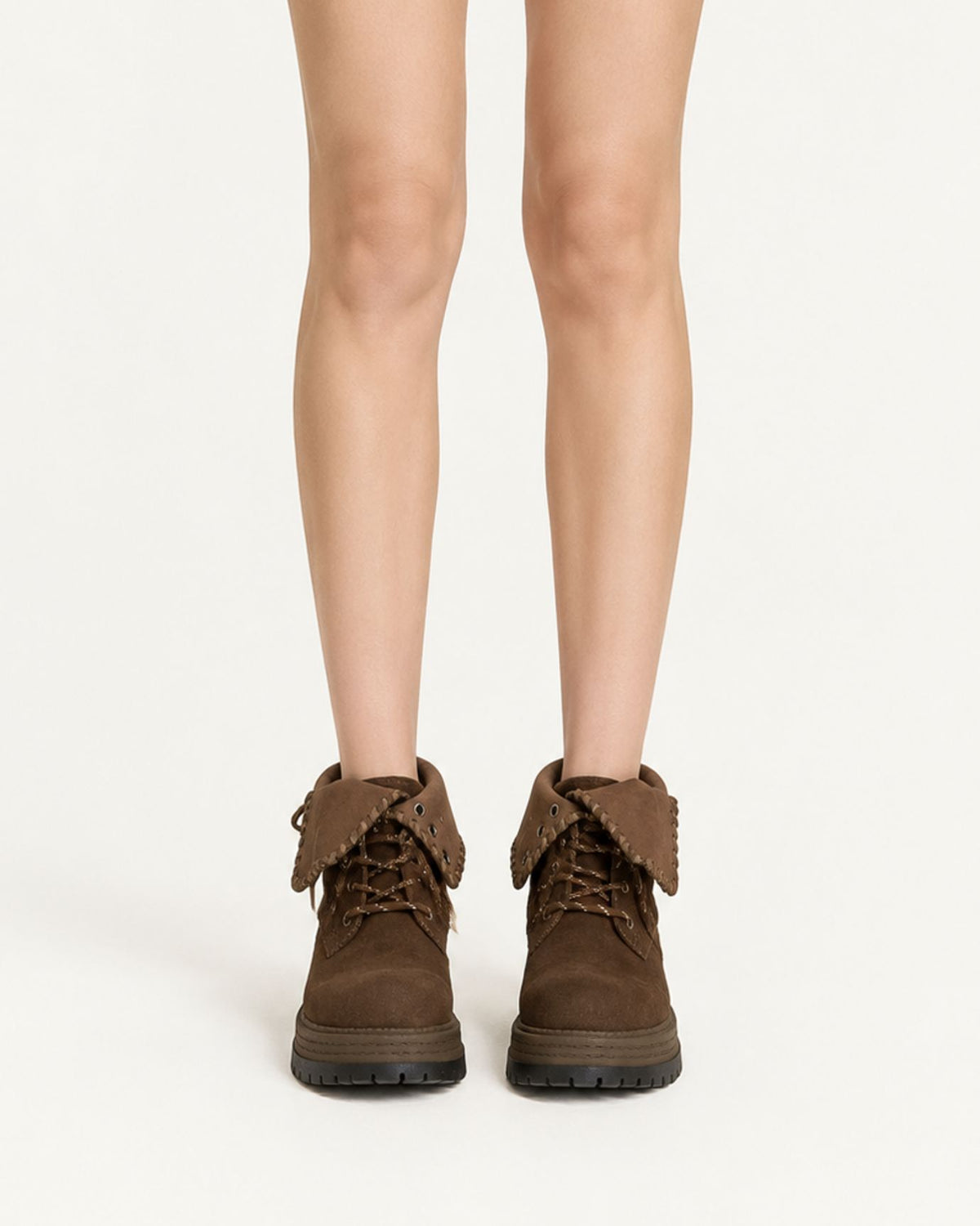 Foldover Leather Chunky Sole Boots