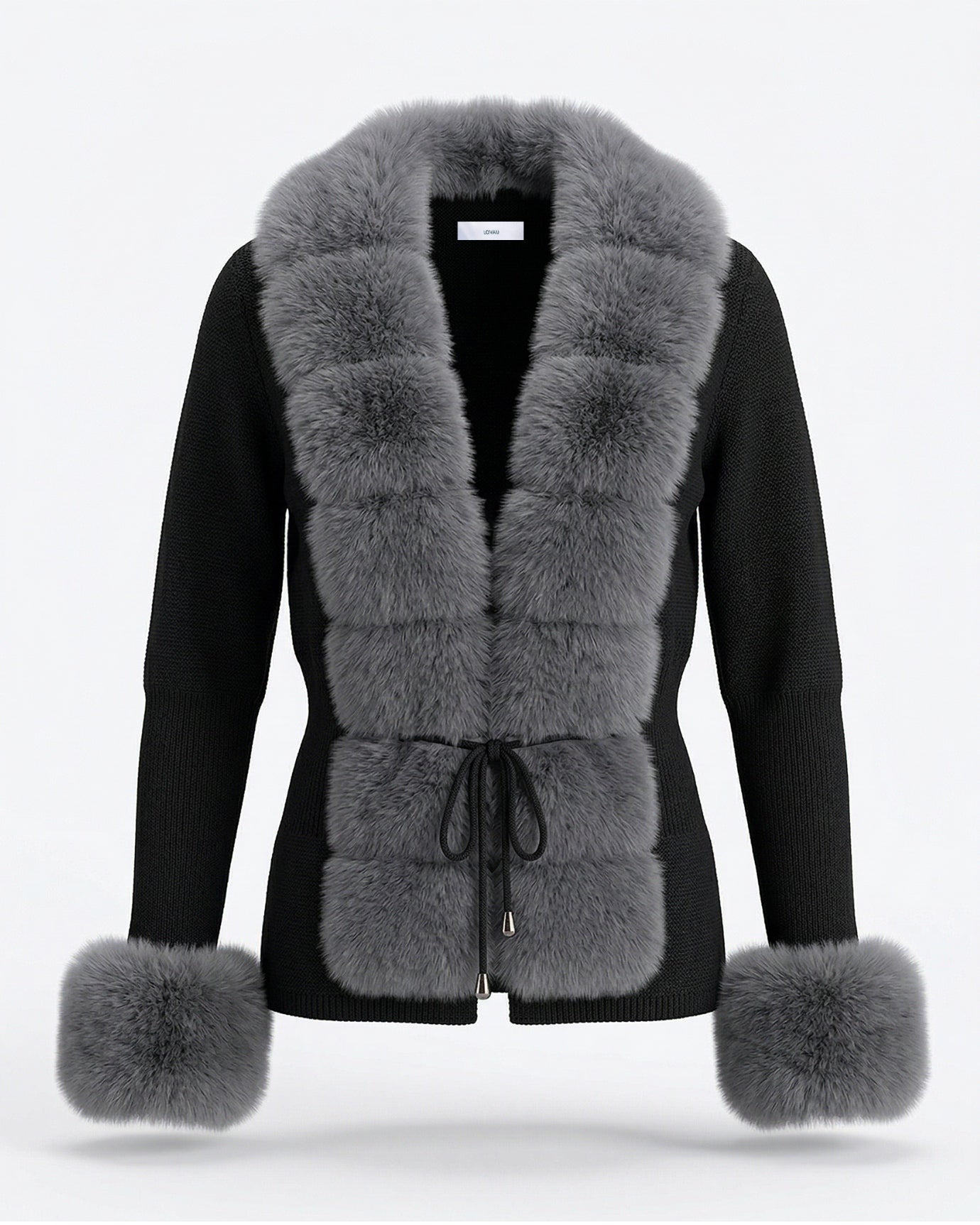 Abrigo tipo cárdigan de piel sintética de zorro Rinna