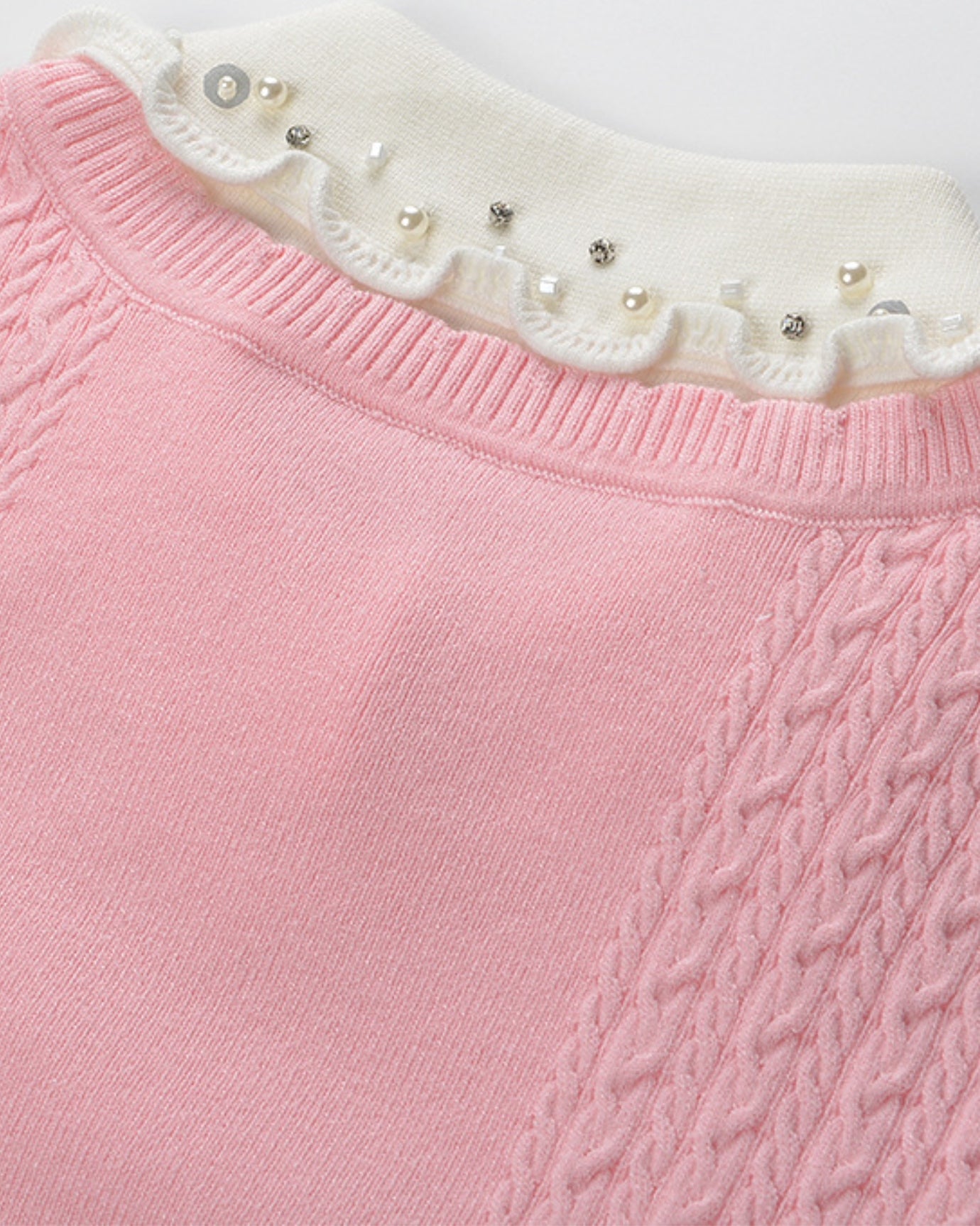 Lace Polo Collar Slim Knitted Top