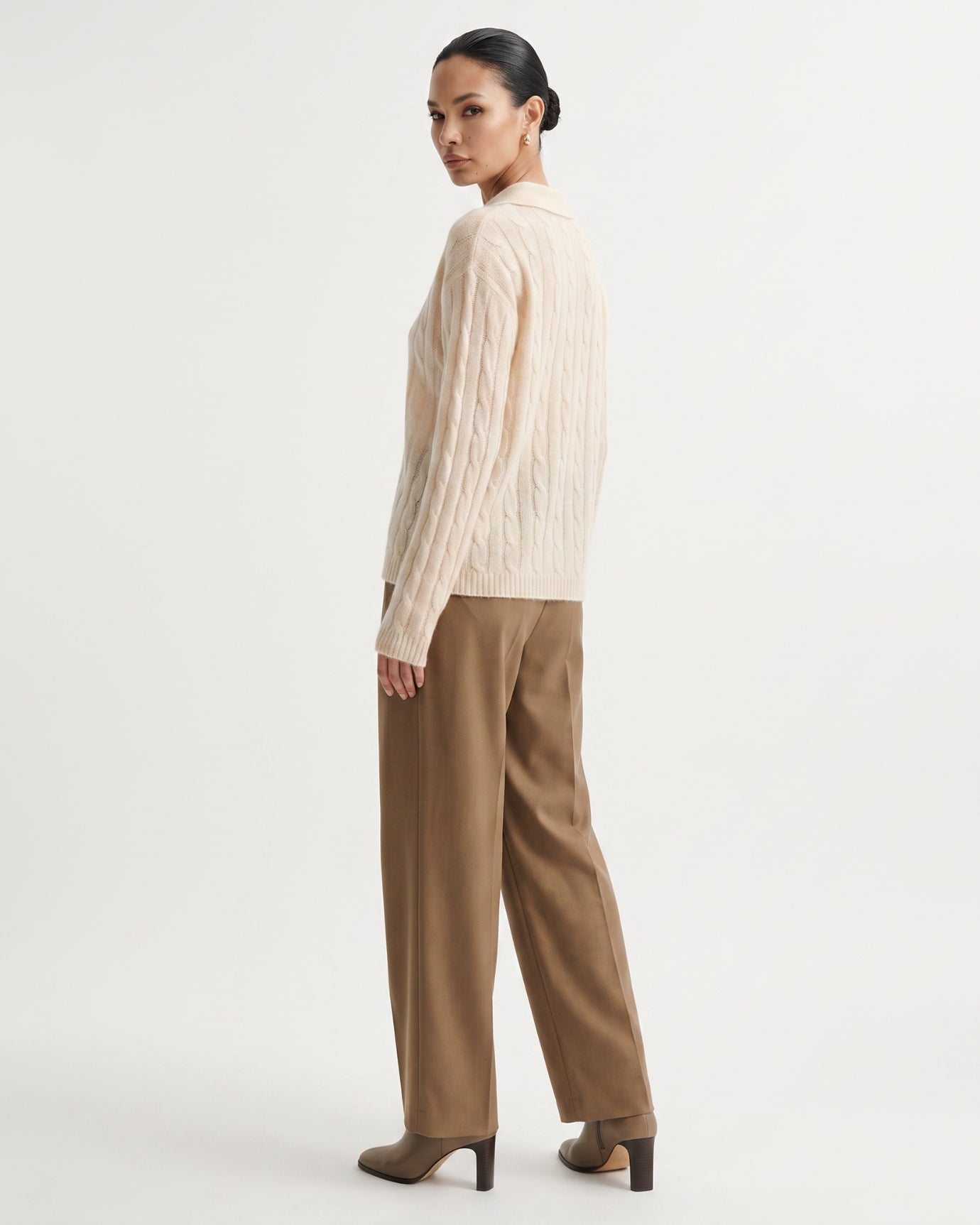 Dina Cashmere & Mulberry Silk Long Sleeve Polo Oversized