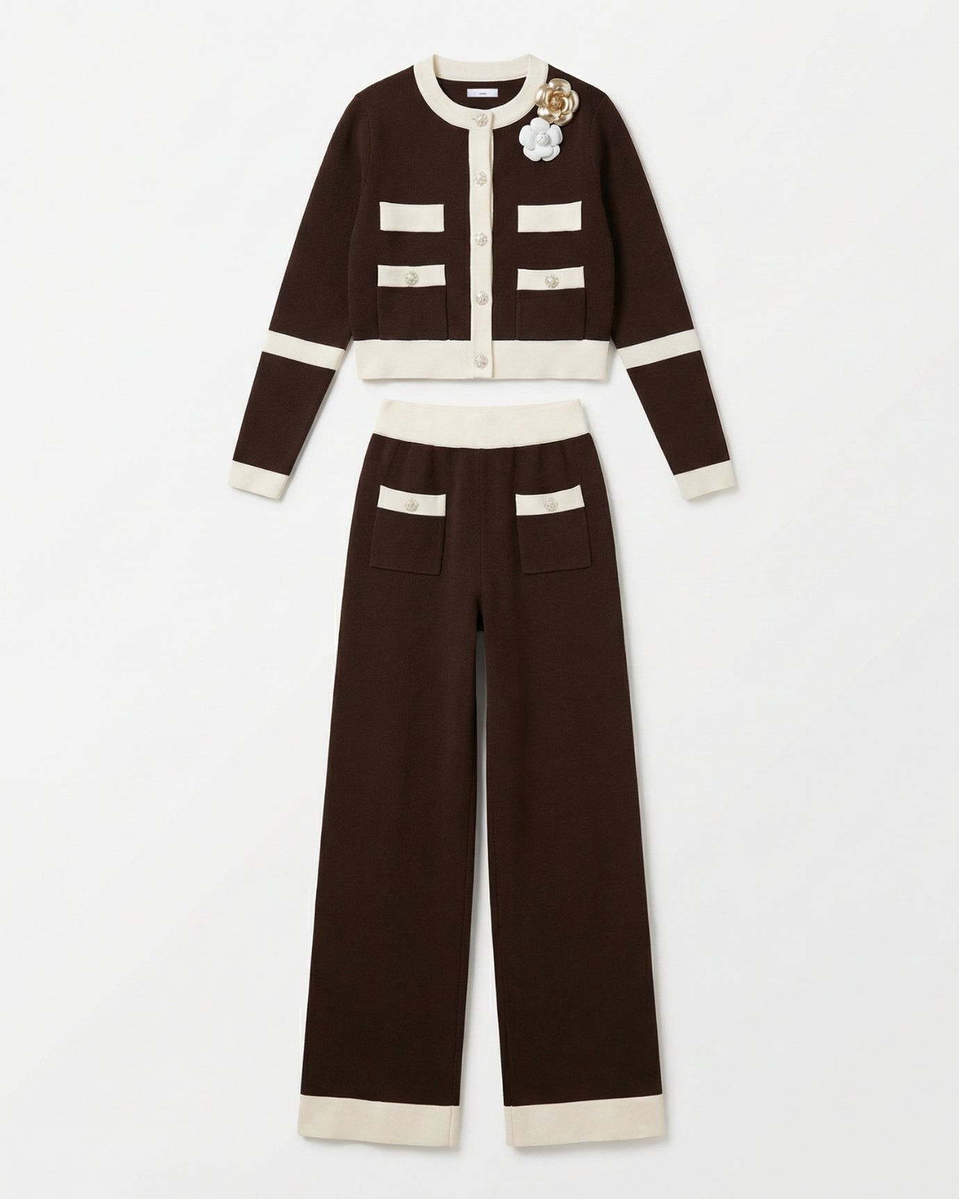 Rinna Knitted Cardigan Long-Sleeved Jacket & Pants Suit Set