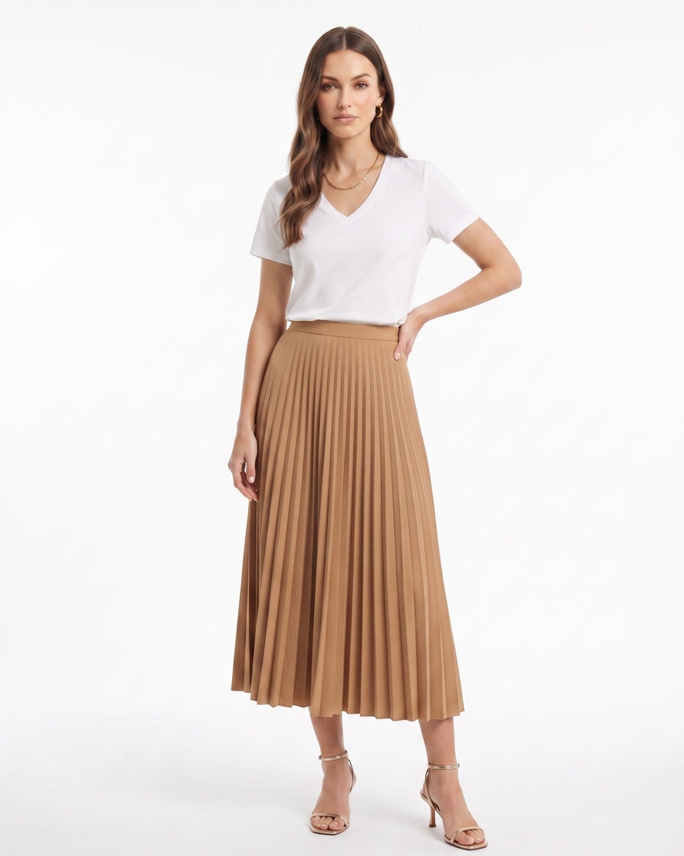 High-end Mercerized Cotton Woman V- Neck T-Shirt