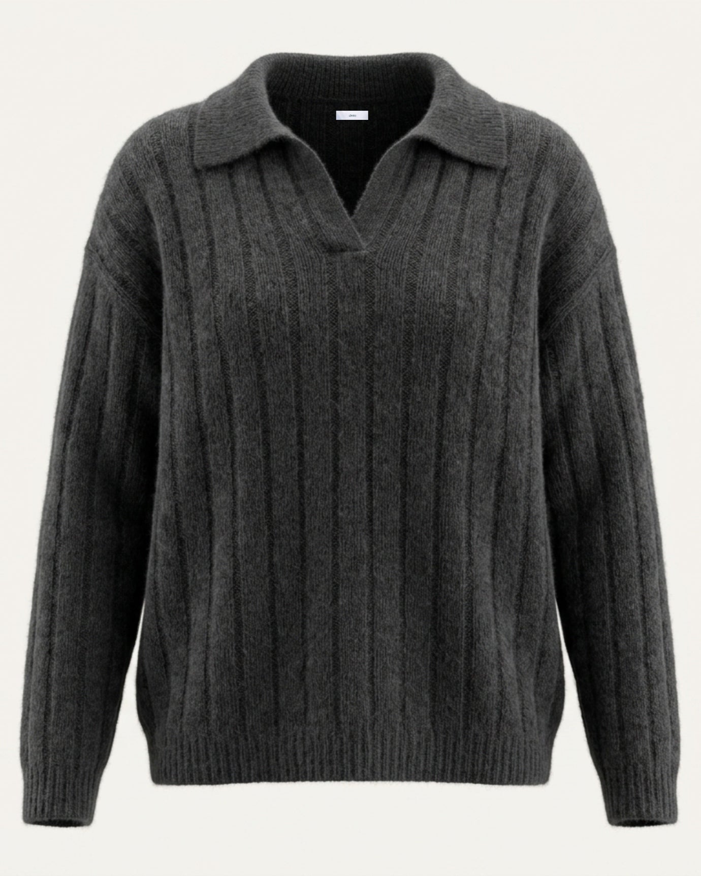 Dina Cashmere & Mulberry Silk Long Sleeve Polo Oversized