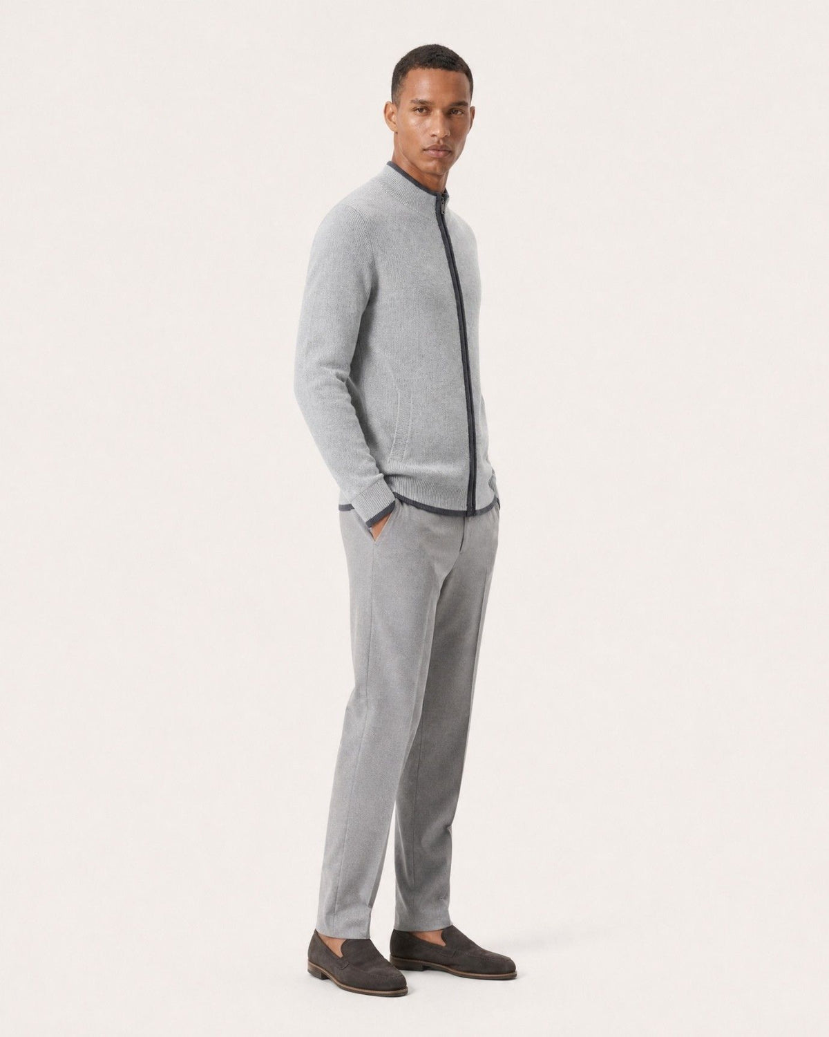 London Cashmere Full-Zip Cardigan Jacket