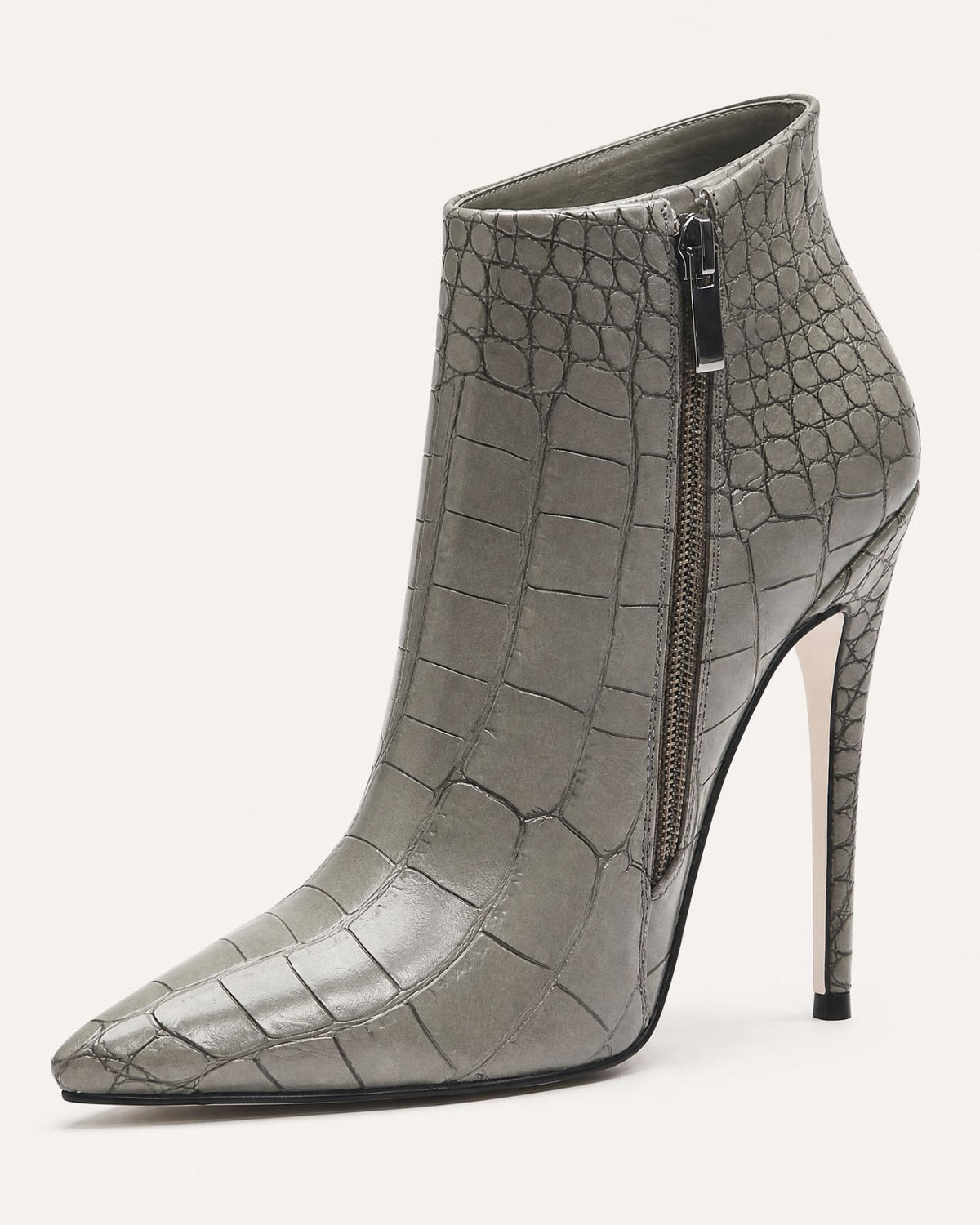 Pointed-Toe Stiletto Booties with Side Zip