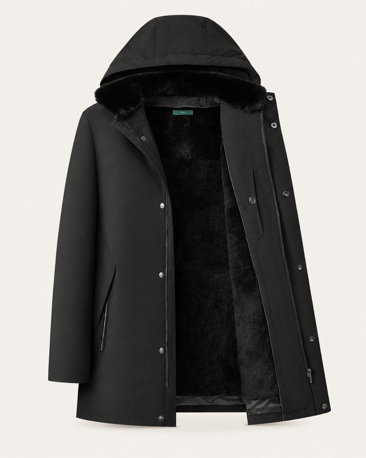 Rabbit Fur and Goose Down-Lined Hooded Nylon Parka