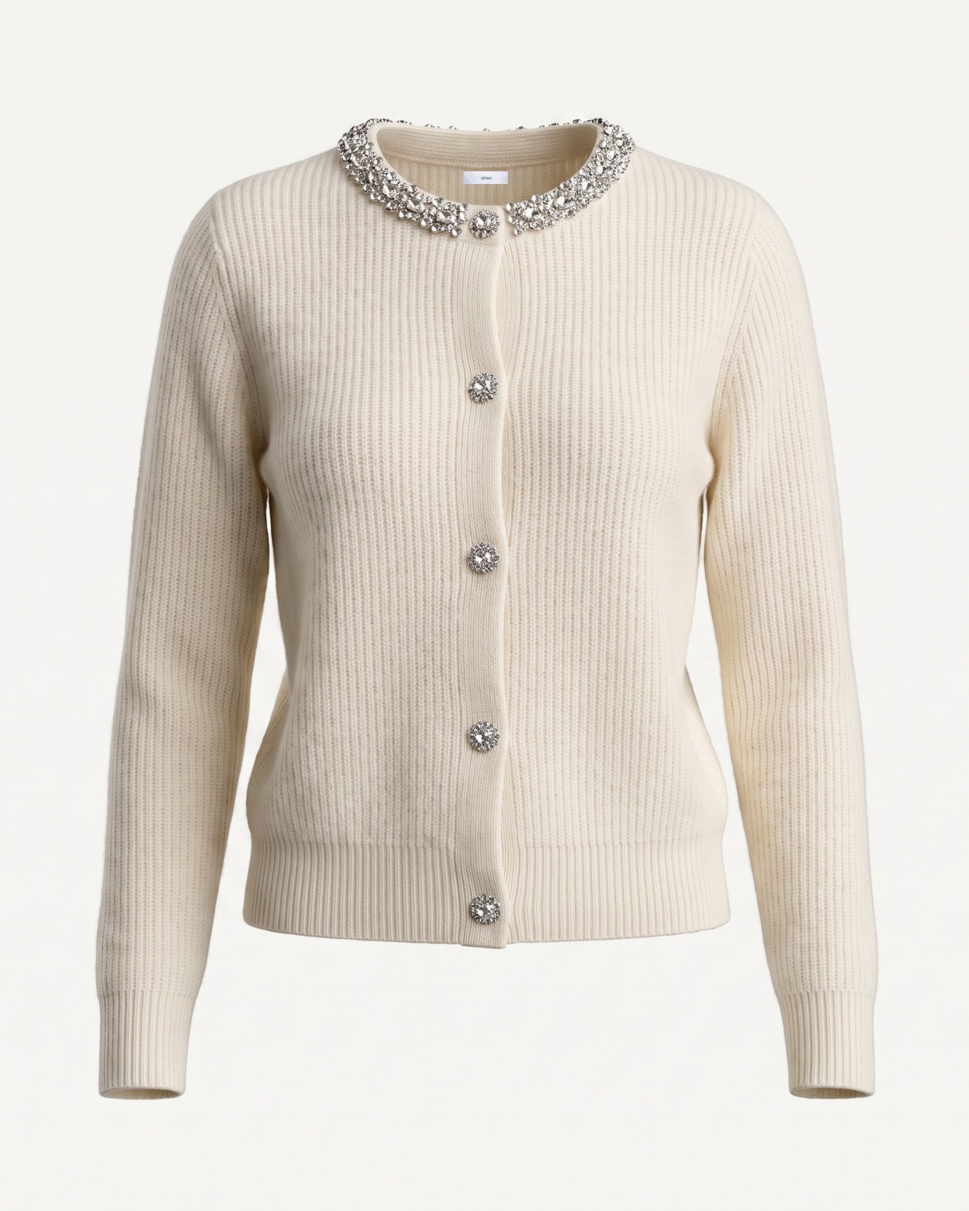 Round Neck Cashmere Knitted Diamond Cardigan