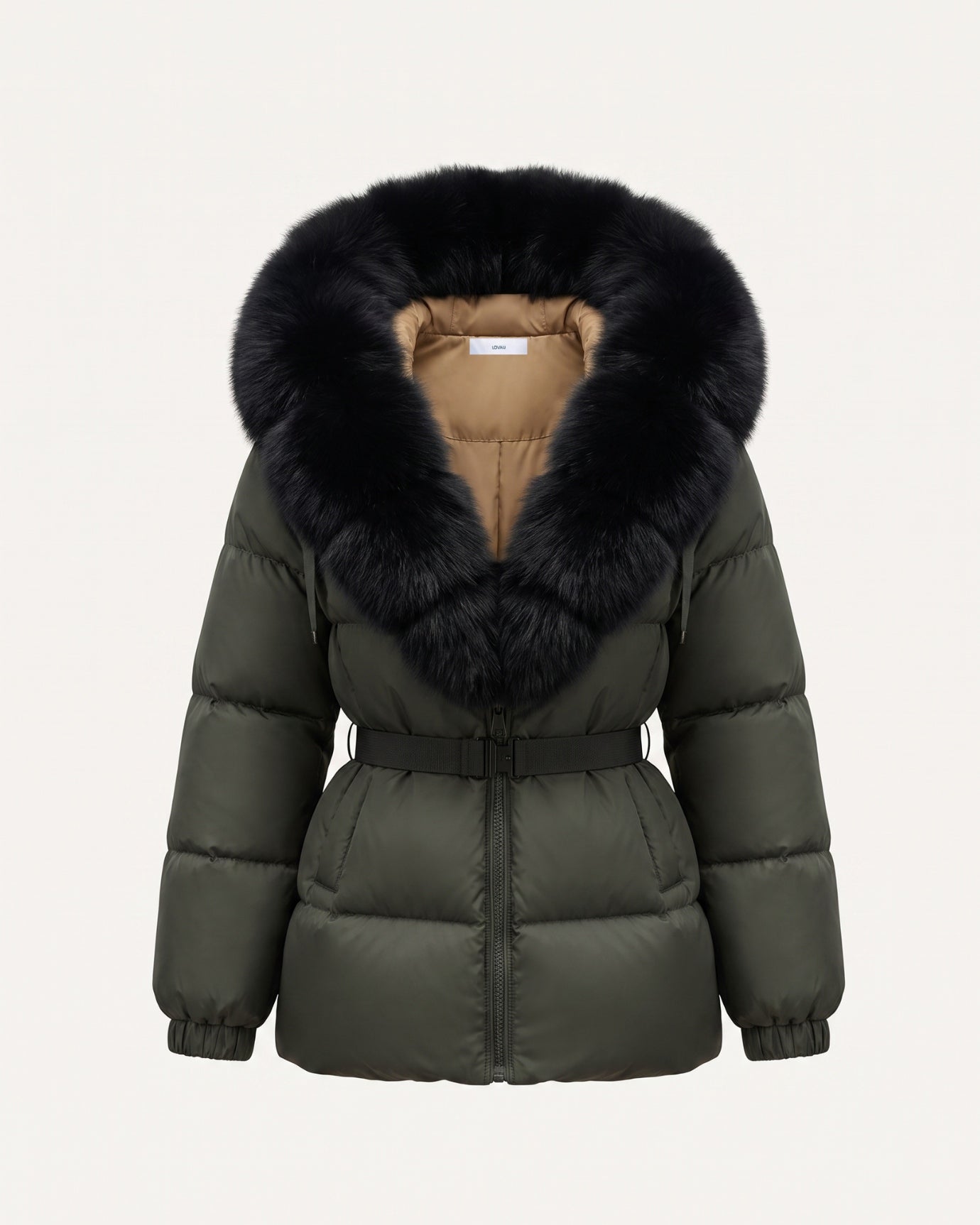Duck Down Jacket with Fox Fur Trim Hood