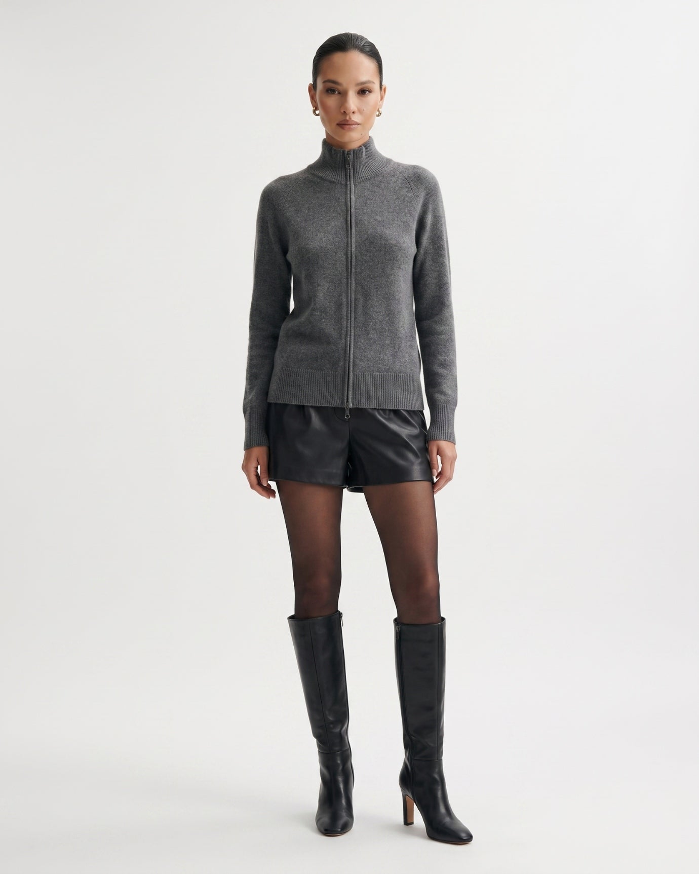 Ria Cashmere Jacket Double Zipper
