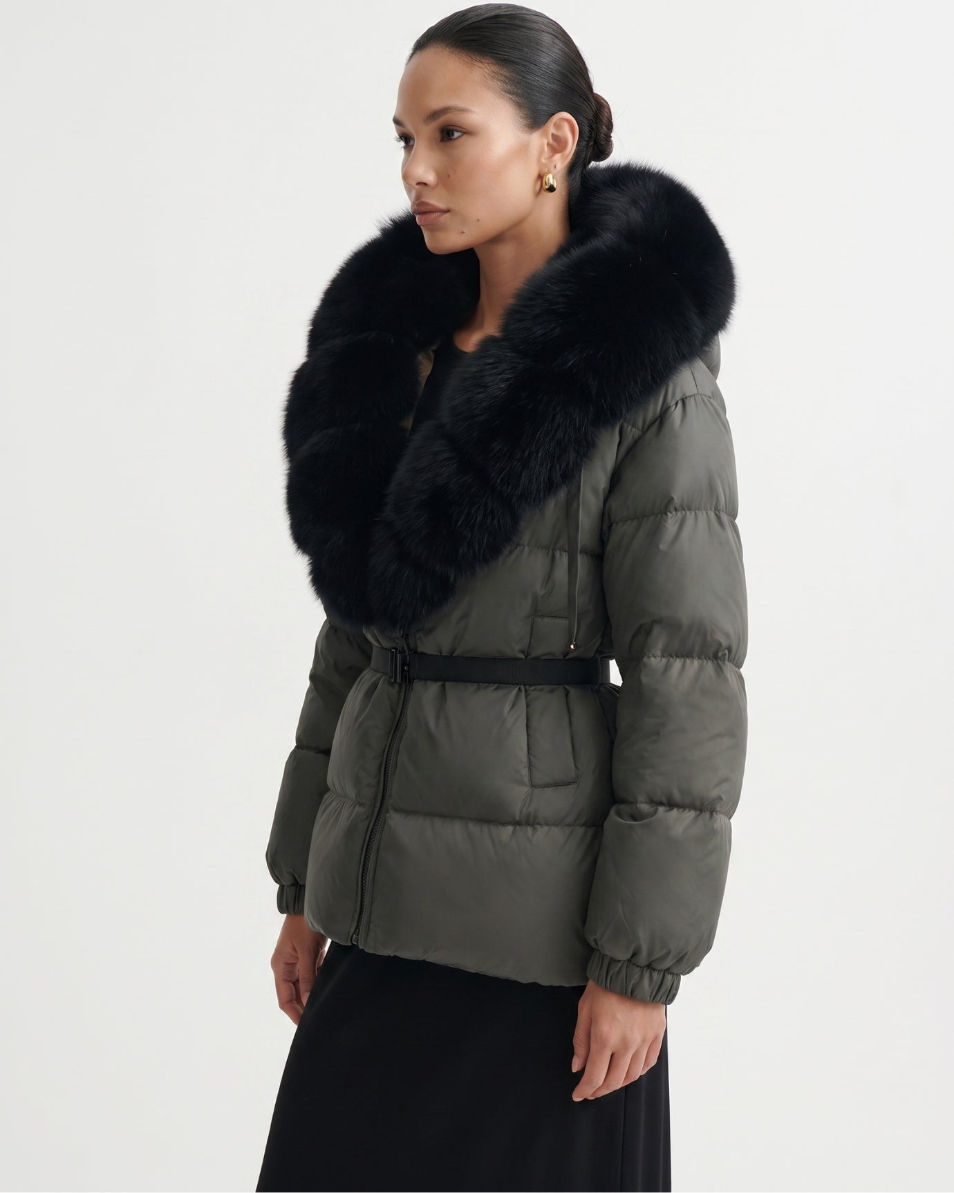 Duck Down Jacket with Fox Fur Trim Hood
