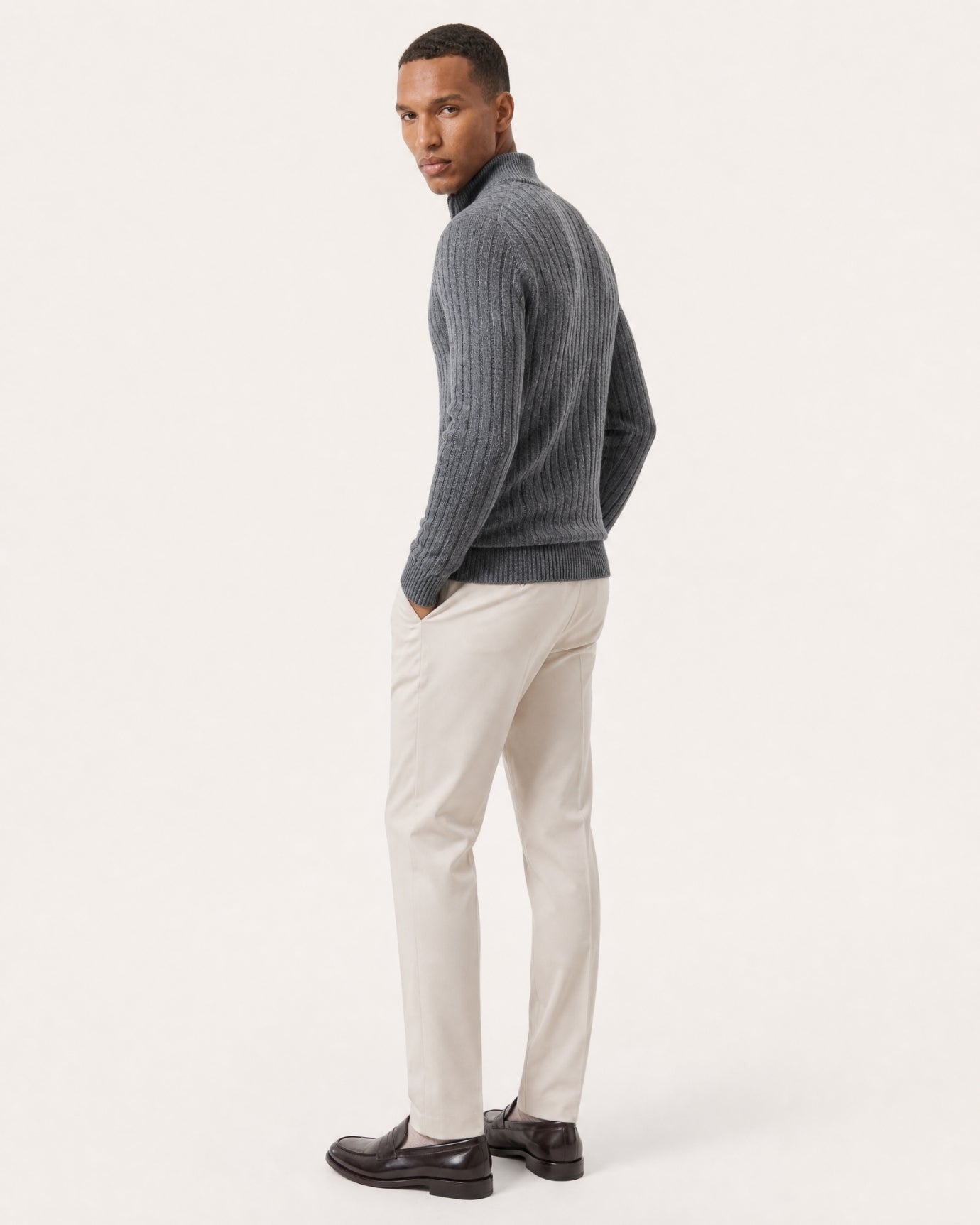Cashmere Half-Zip Thick Cable Knit Knitwear