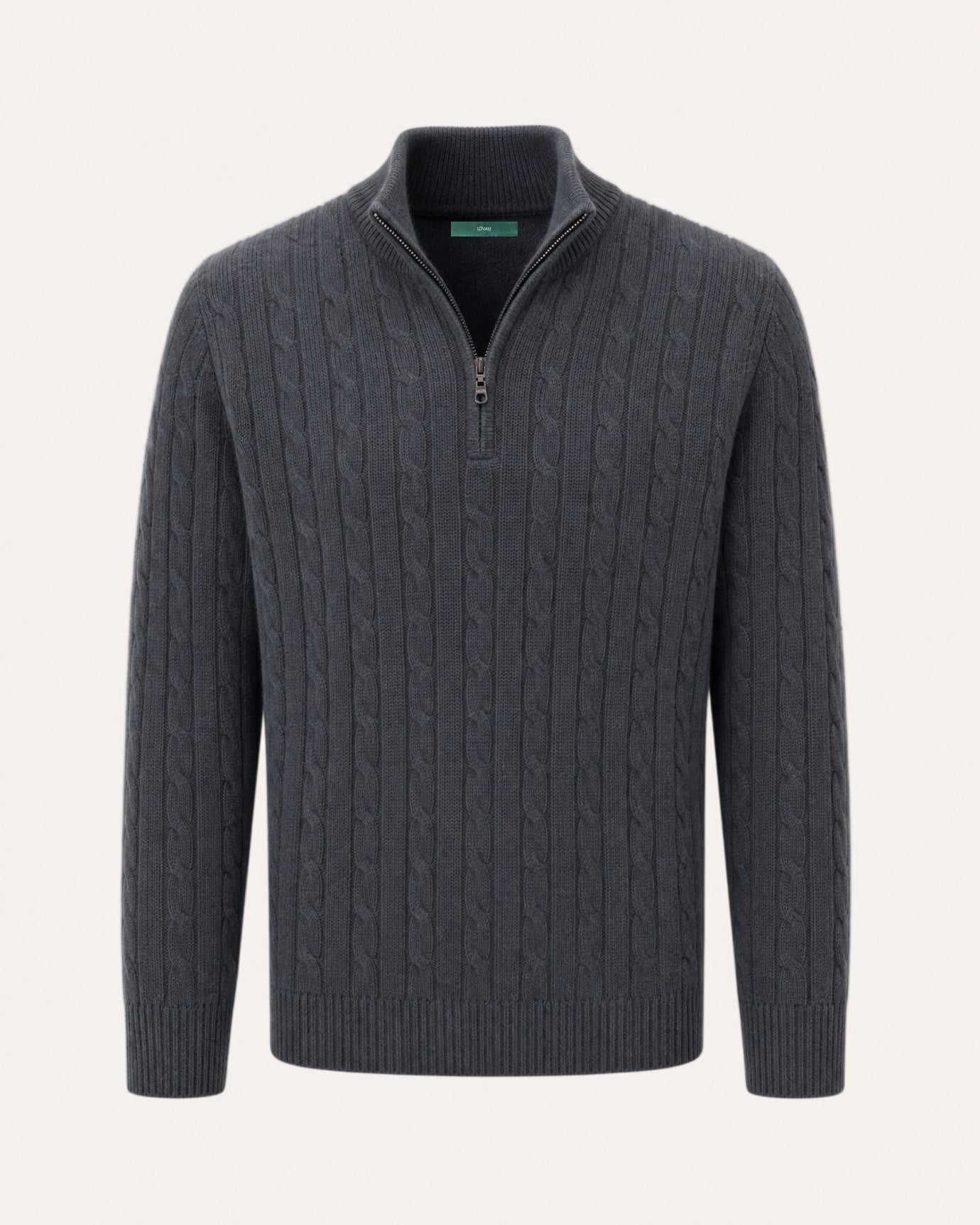 Cashmere Half-Zip Thick Cable Knit Knitwear