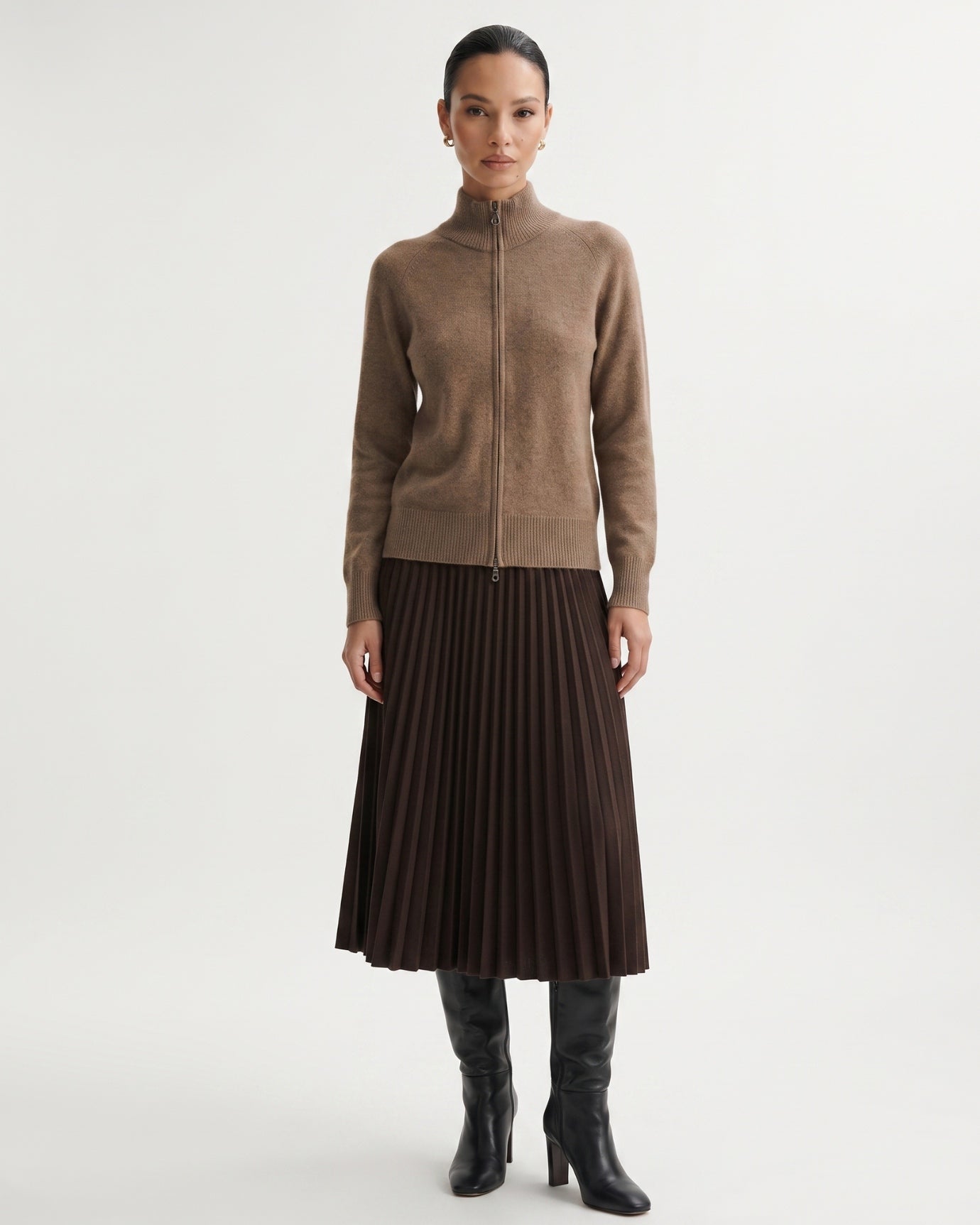 Ria Cashmere Jacket Double Zipper